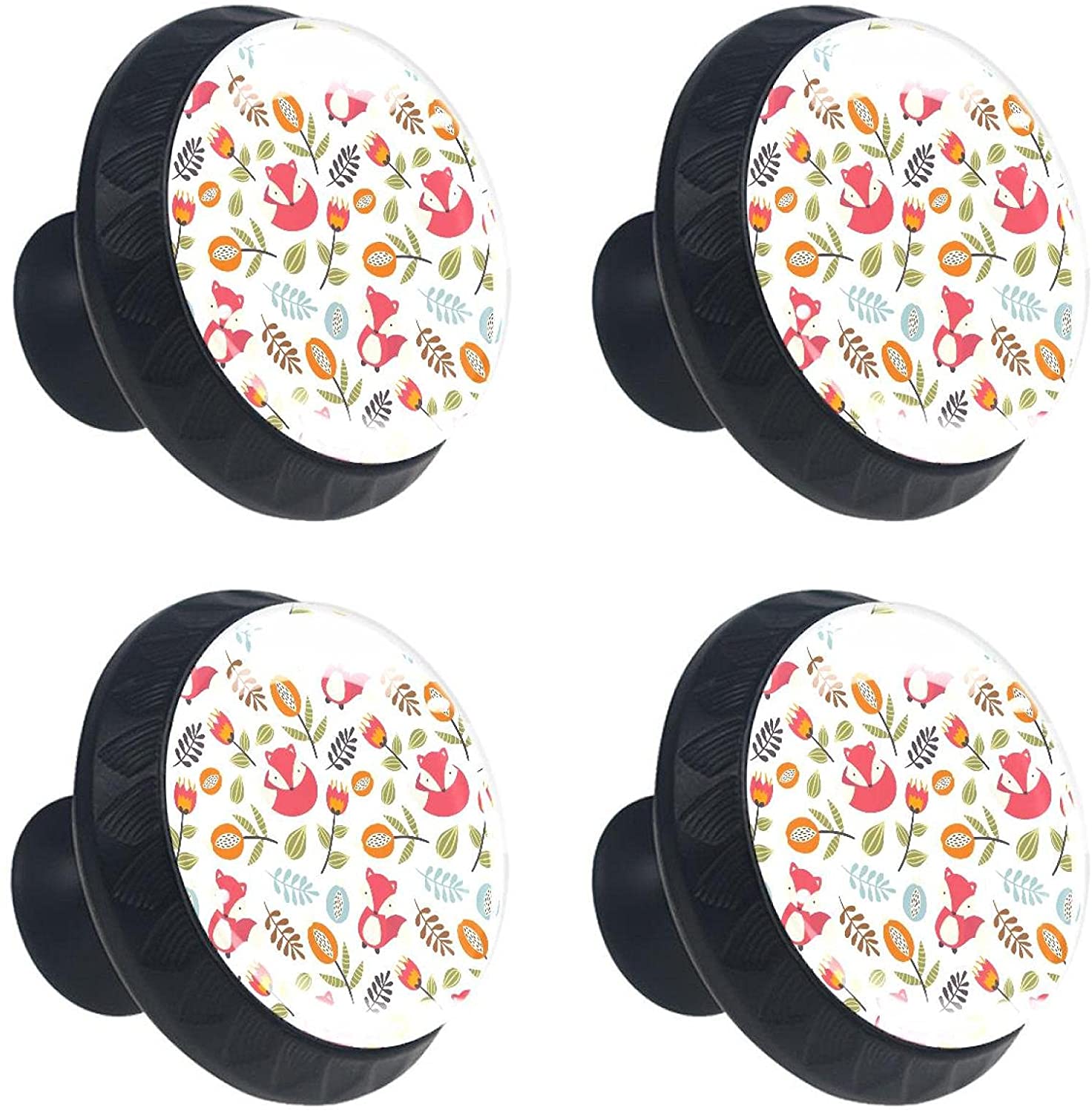 Autumn Fox Forest Floral PatternABS for Kitchen Cabinets Pack of 4