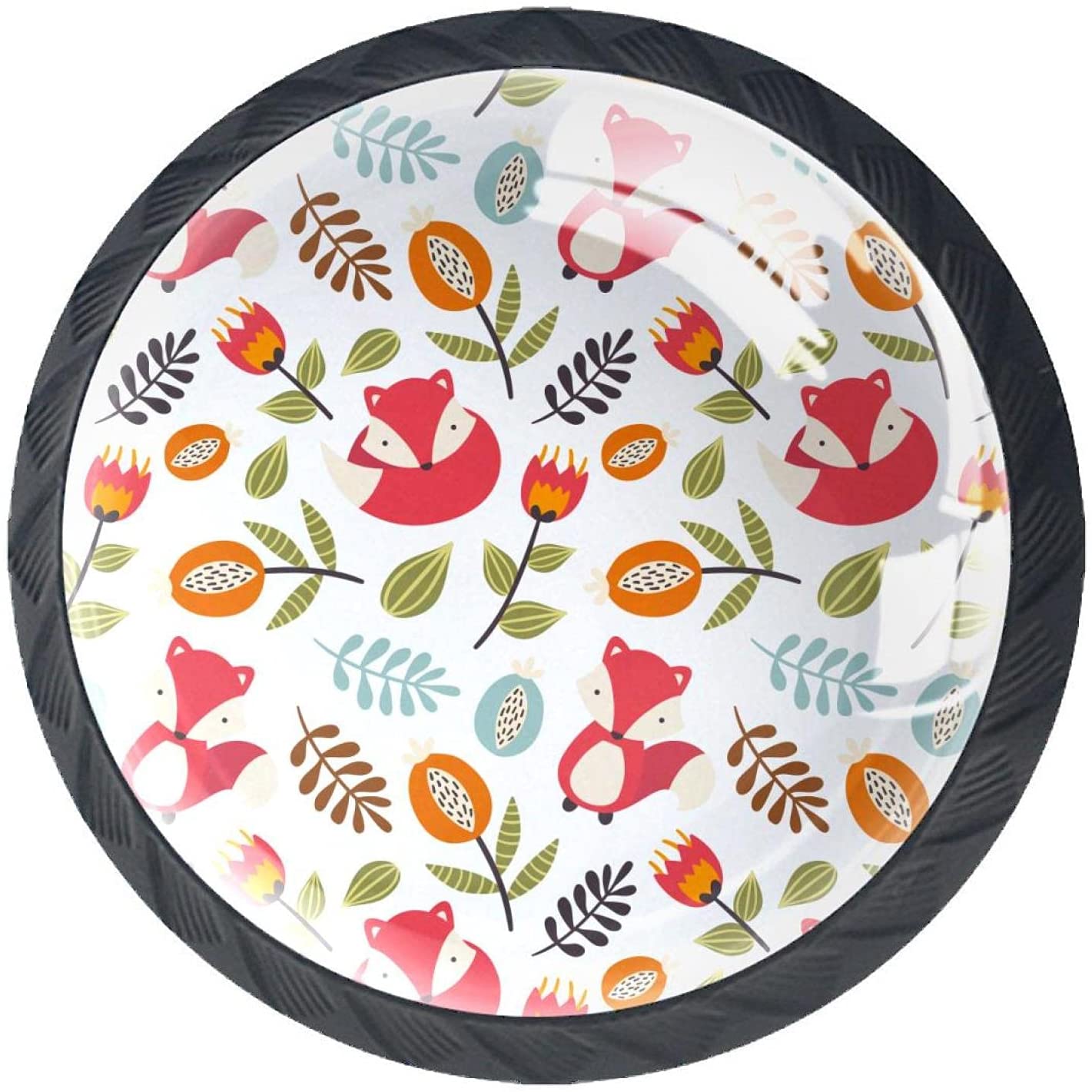 Autumn Fox Forest Floral PatternABS for Kitchen Cabinets Pack of 4