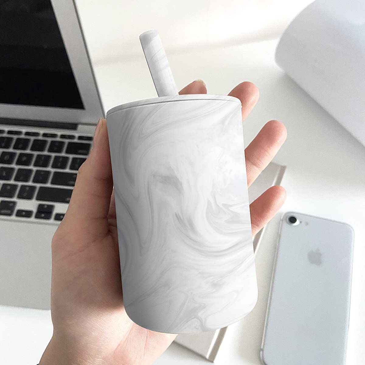 Jakuva 8 Ounce Kids & Toddler Cups,Silicone Training Straw Sippy Cup, No Spill Sippy Cups for Baby, 