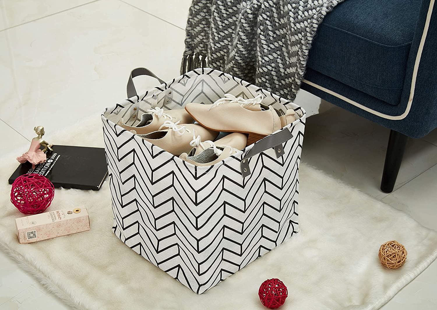 DECOMOMO Set of 6 | Foldable Storage Bin | Water Resistant Fabric Container with Handles | Great for