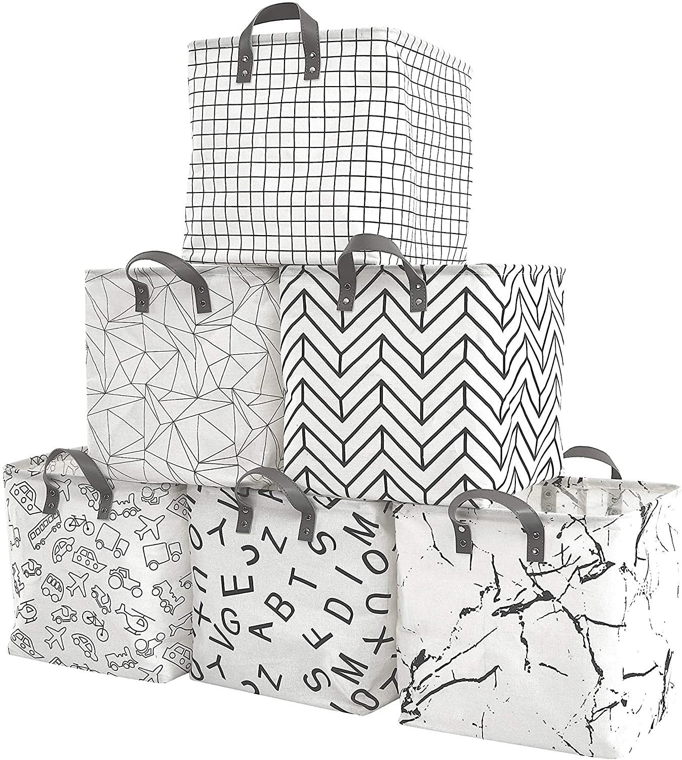 DECOMOMO Set of 6 | Foldable Storage Bin | Water Resistant Fabric Container with Handles | Great for
