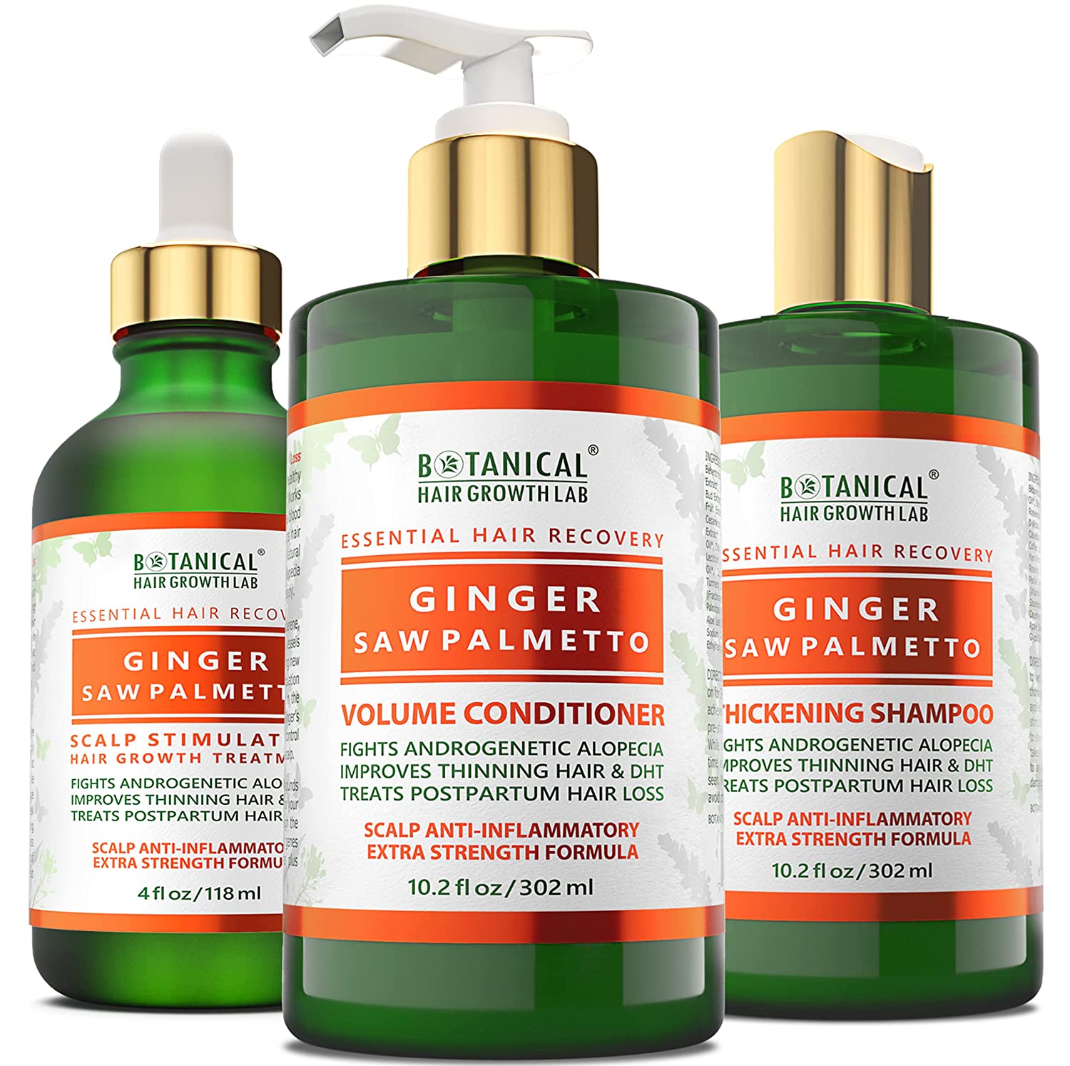 BOTANICAL HAIR GROWTH LAB - Scalp Treatment, Shampoo and Conditioner Gift Set - Ginger Saw Palmetto 