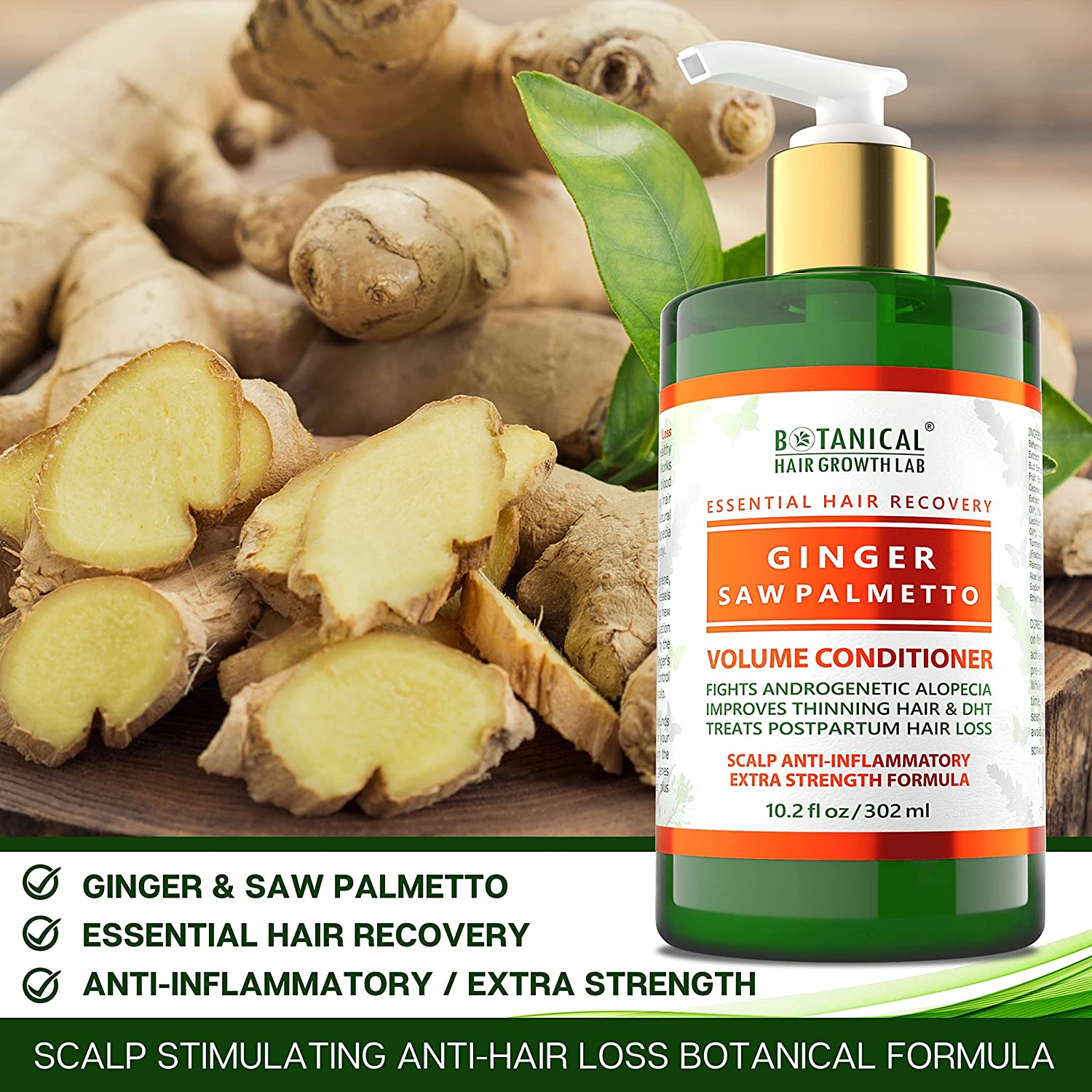 BOTANICAL HAIR GROWTH LAB - Scalp Treatment, Shampoo and Conditioner Gift Set - Ginger Saw Palmetto 