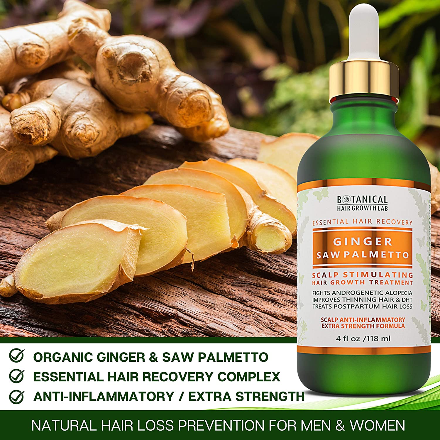 BOTANICAL HAIR GROWTH LAB - Scalp Treatment, Shampoo and Conditioner Gift Set - Ginger Saw Palmetto 