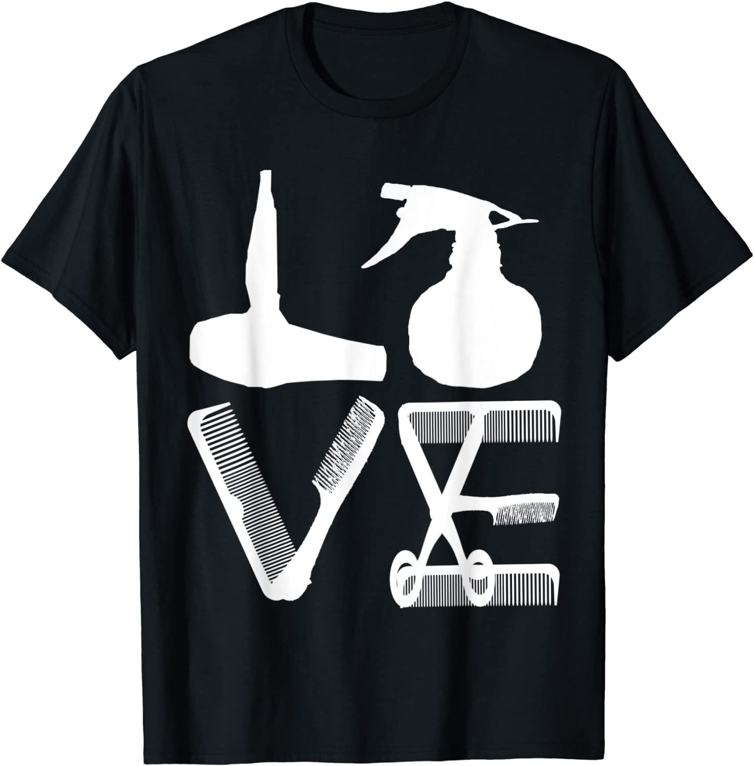 Hairdresser Love Hairdryer Scissors Barber Hair Brush T-Shirt