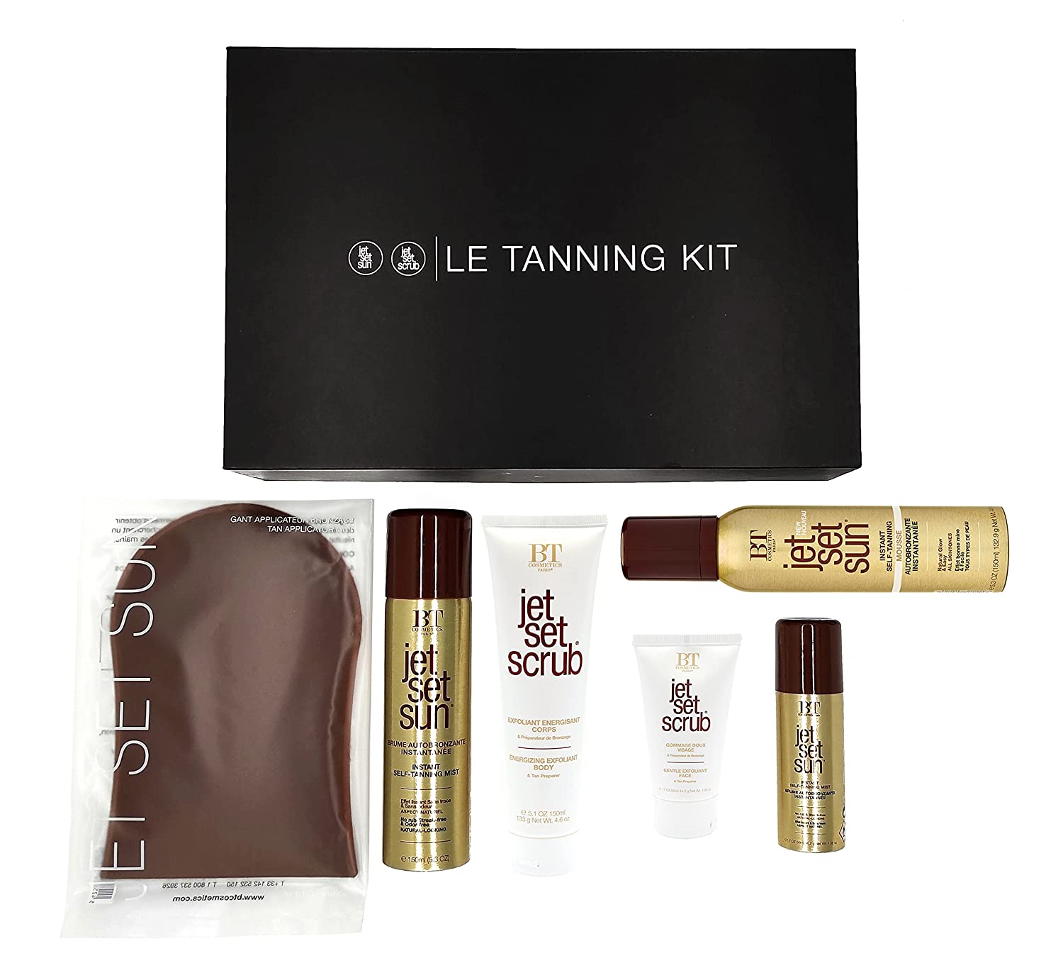 LE TANNING KIT, Spray Autobronzant, Mousse, Mitt, Self Tanner, Face and Body