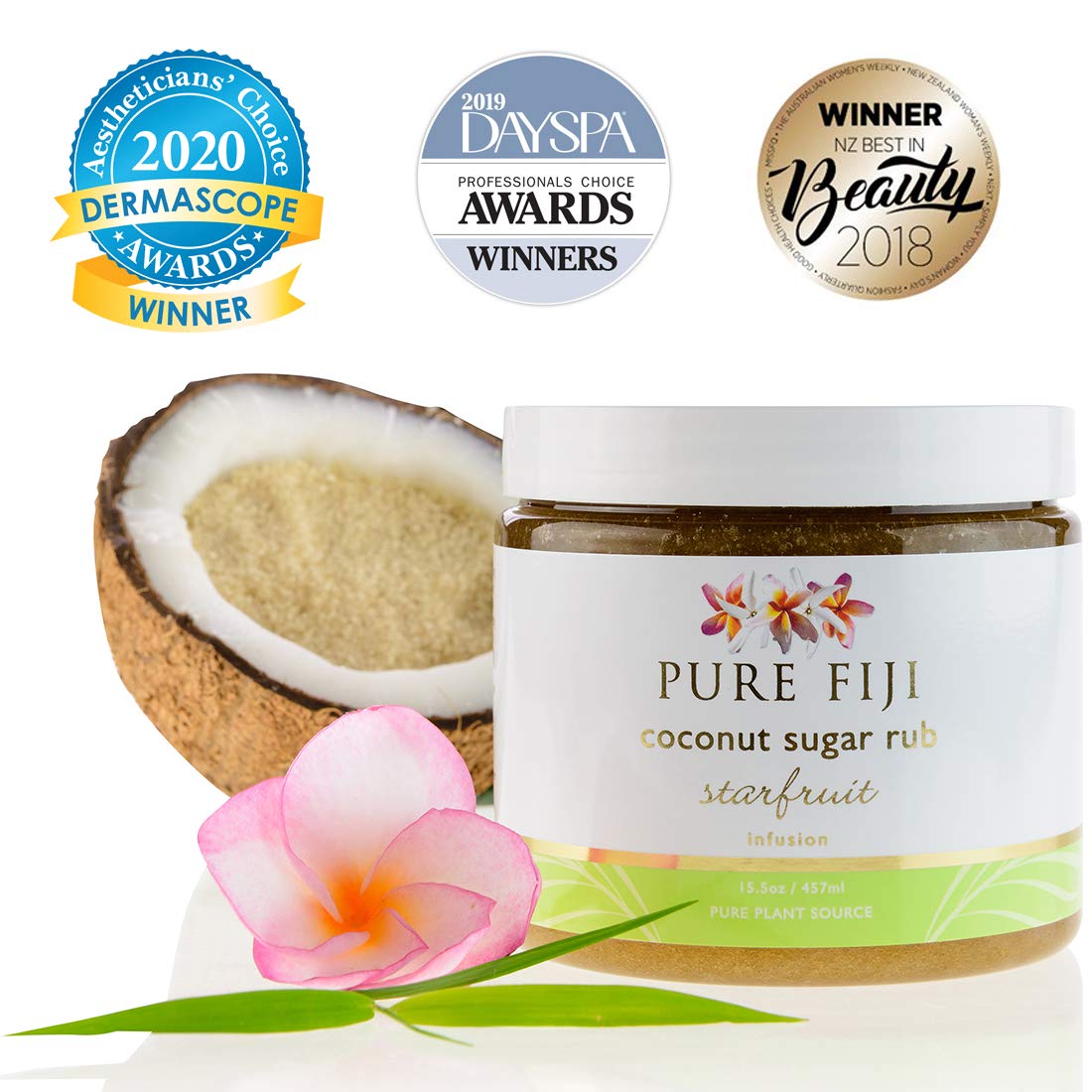Pure Fiji Coconut Sugar Rub - Coconut Body Scrub Natural Origin for Smooths and Softens Skin - Organ