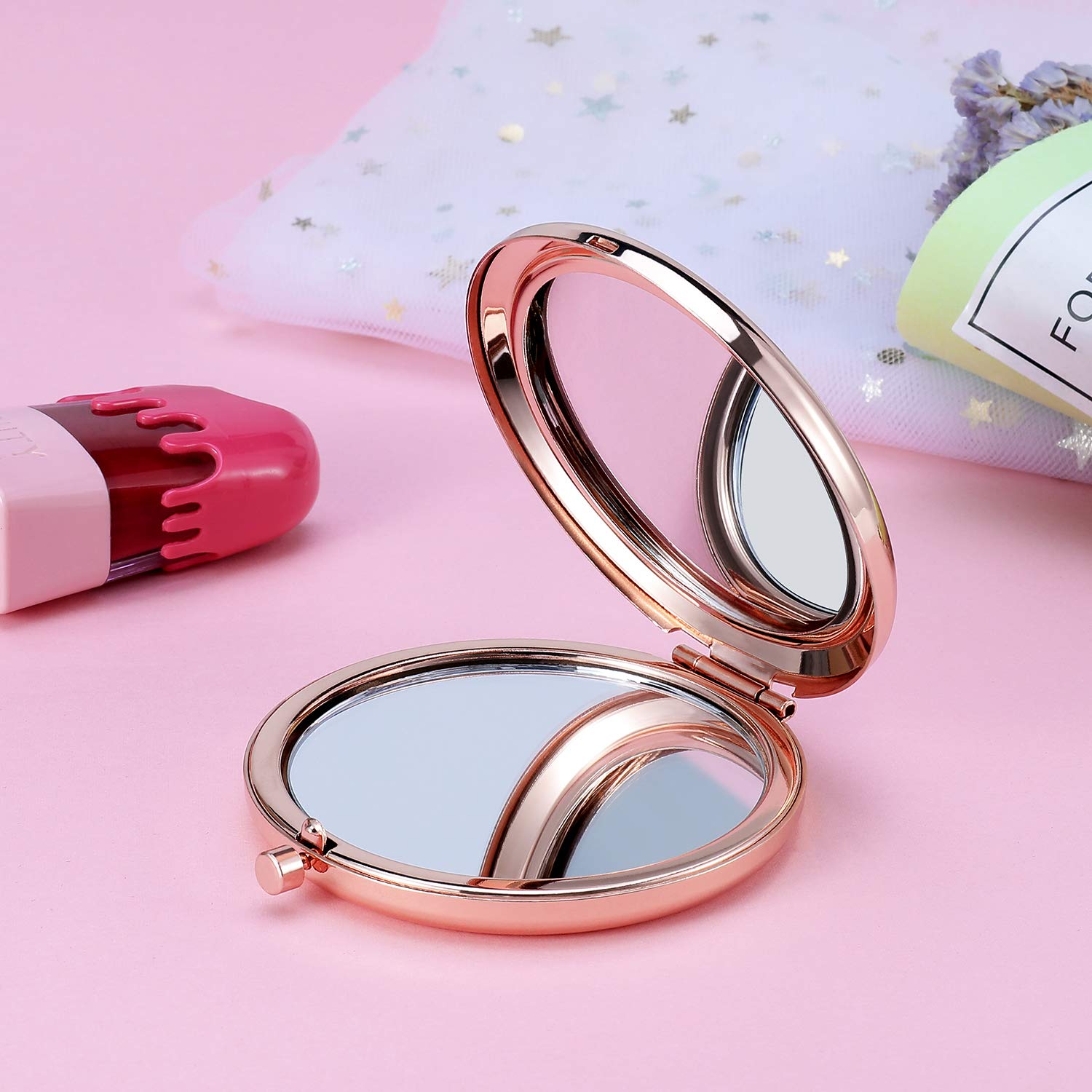 ElegantPark Sister Gifts from Sister Brother Best Friend Birthday Gifts Rose Gold Engraved Compact M