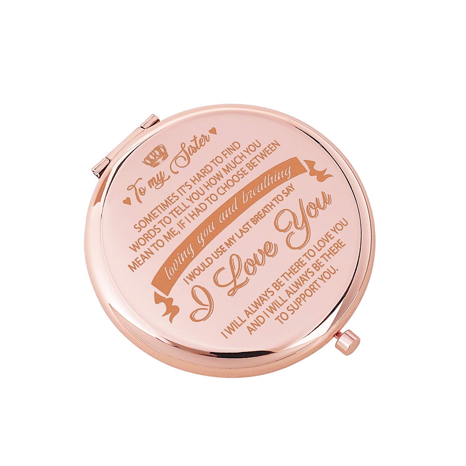 ElegantPark Sister Gifts from Sister Brother Best Friend Birthday Gifts Rose Gold Engraved Compact M