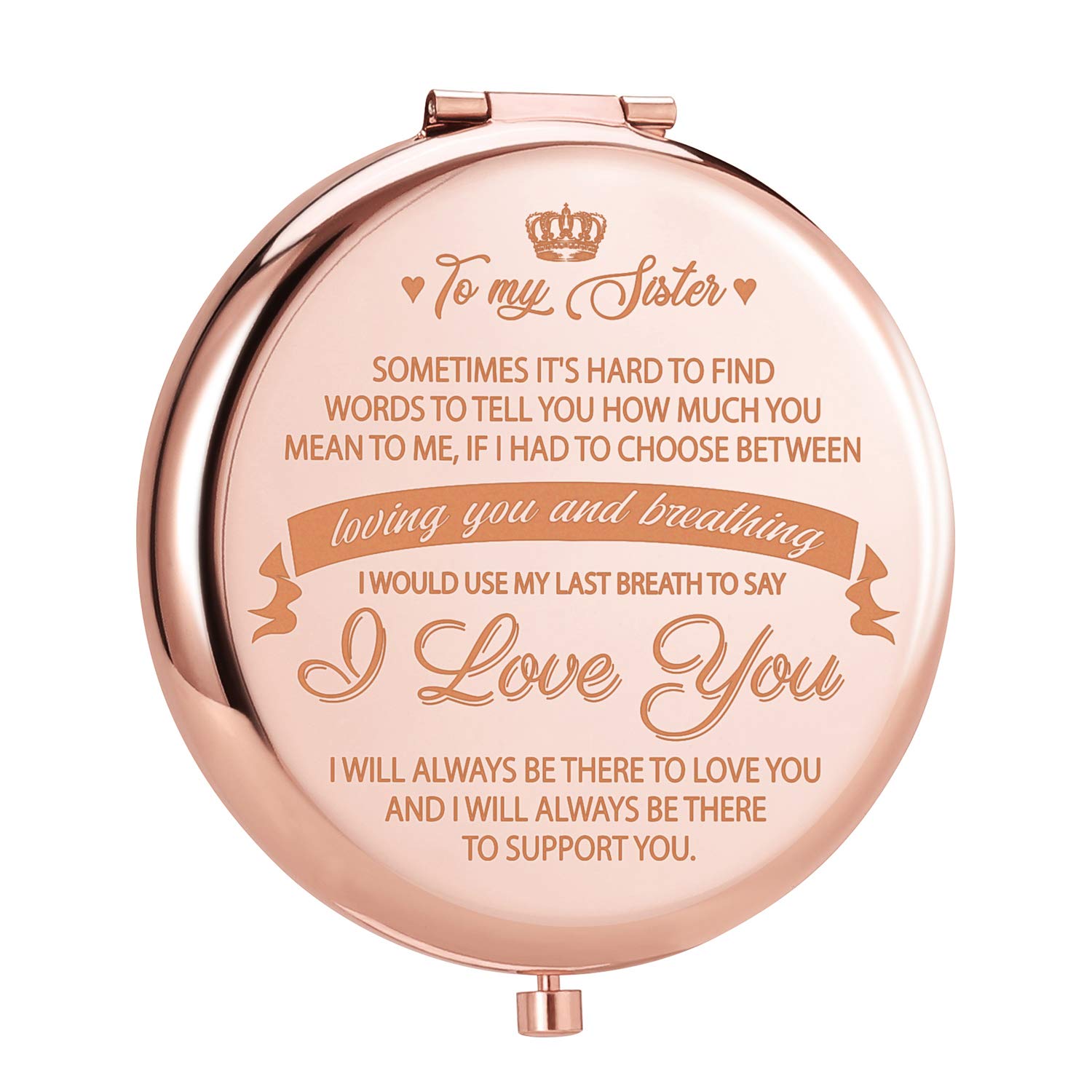 ElegantPark Sister Gifts from Sister Brother Best Friend Birthday Gifts Rose Gold Engraved Compact M