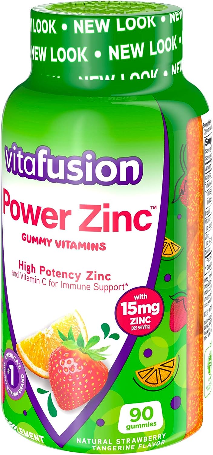 vitafusion Power Zinc Gummy Vitamins, Strawberry Tangerine Flavored Immune Support (1) Vitamins, 90