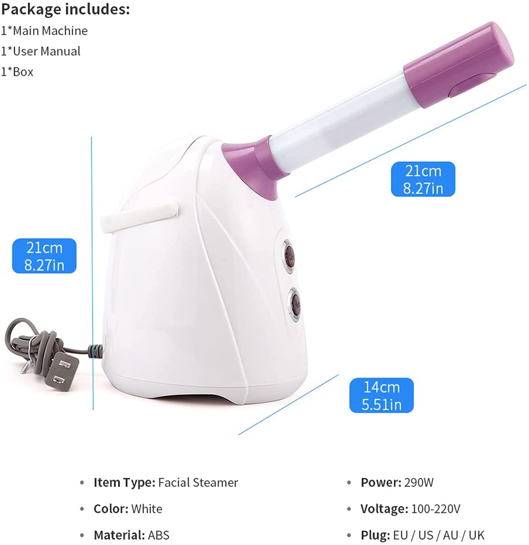 XJJY Portable Hot/Cool Mini Facial Steamer 360° Rotatable Desktop Ozone Face Steamer Tabletop Warm 