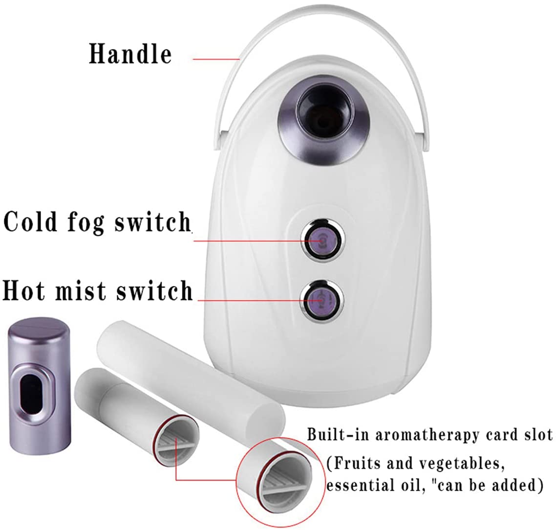 XJJY Portable Hot/Cool Mini Facial Steamer 360° Rotatable Desktop Ozone Face Steamer Tabletop Warm 