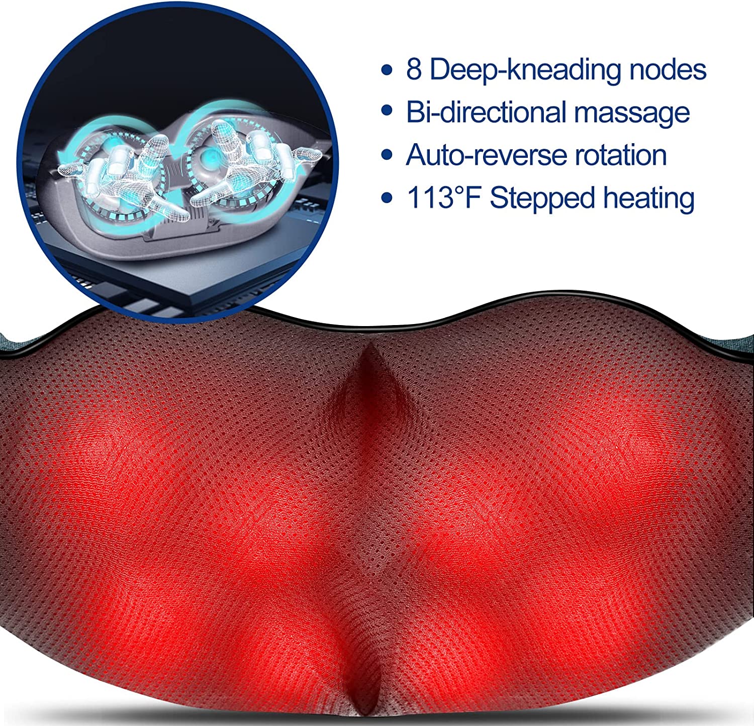 Glatiola Neck Back Massager with Heat, Shiatsu Shoudler Massagers for Neck and Back Pain Relief, Ele