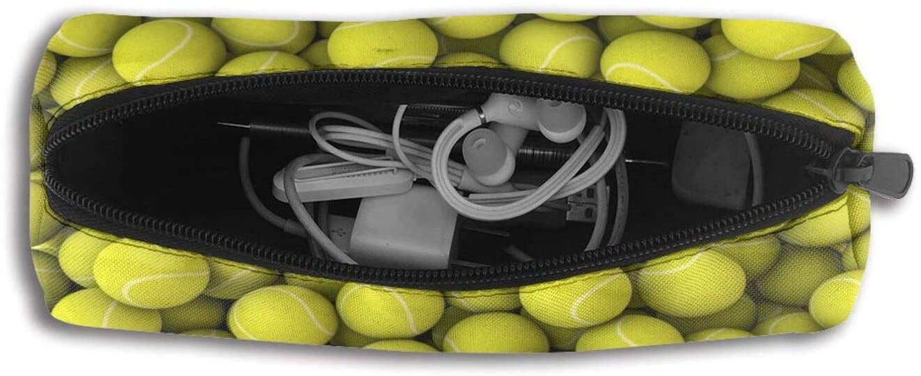 Funny Sports Decor Tennis Balls Pencil Pen Bag Case, Women Makeup Bag Cosmetic Storage Pouch Holder 