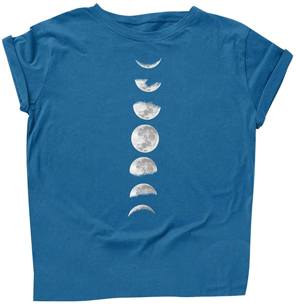 Dosoop Women Summer Print Short Sleeve T-Shirt Casual Tunic Tops Graphic Blouse Plus Size Loose Tee