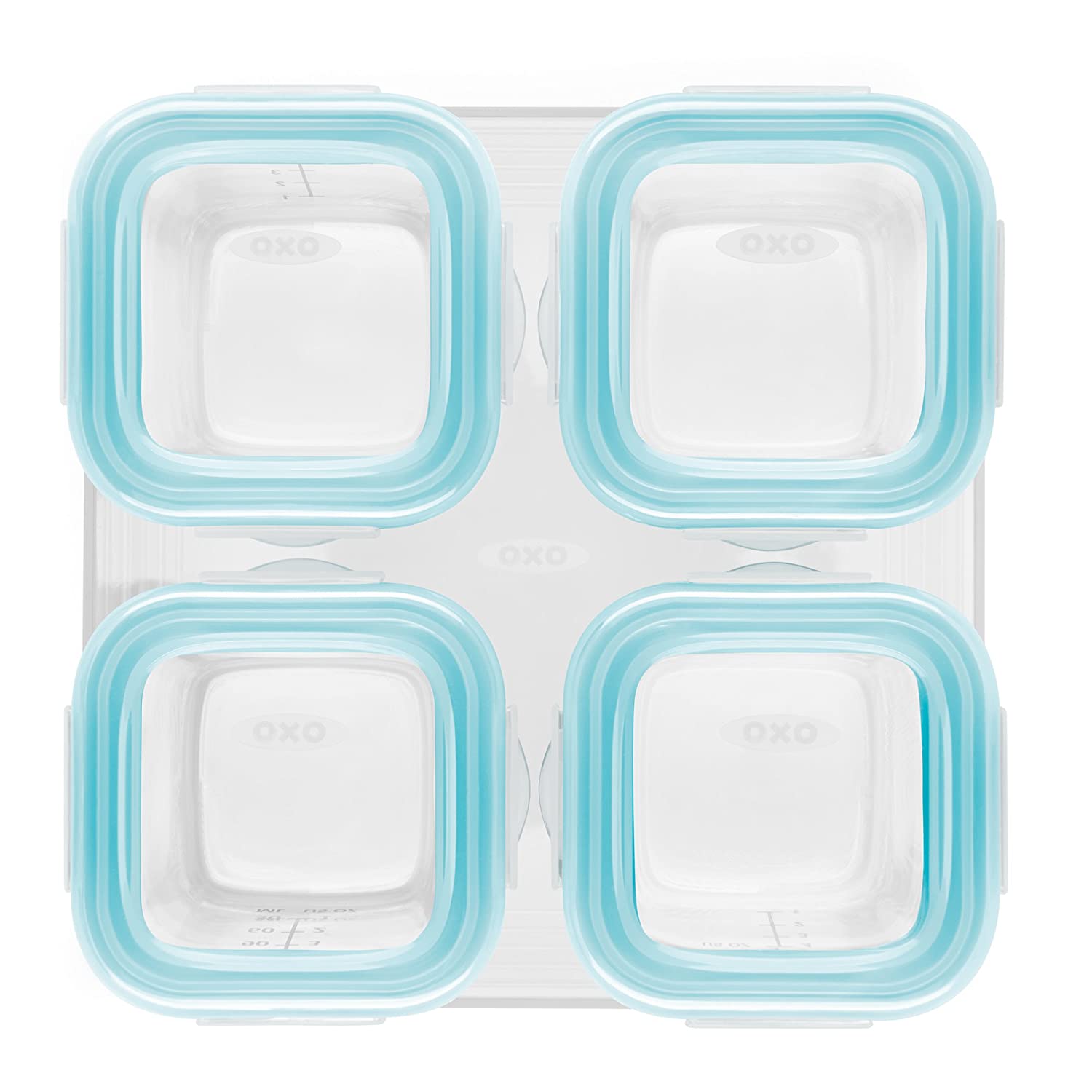 OXO Tot Glass Baby Blocks Food Storage Containers, AquaNew Colors Available