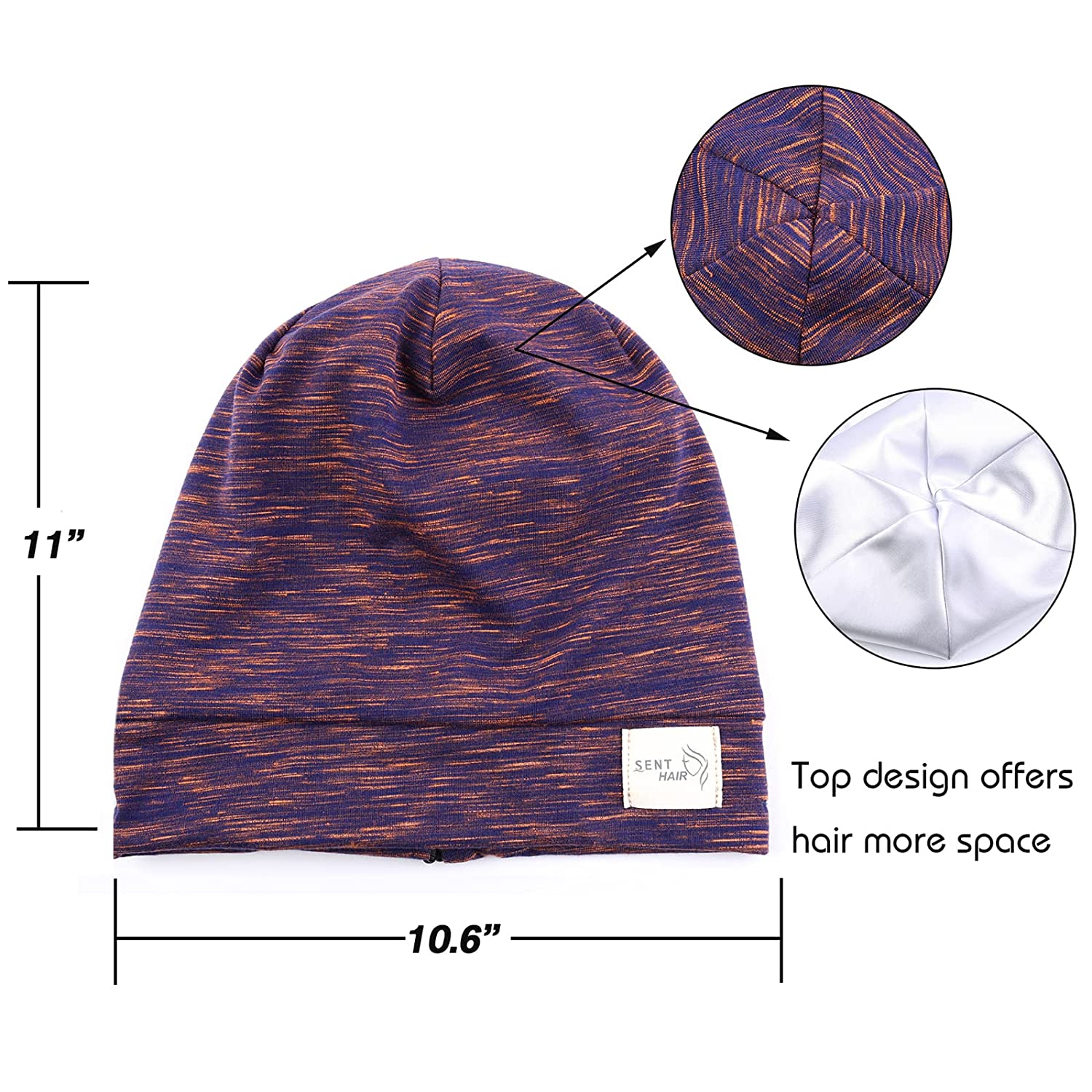 Sent Hair Kids Satin Lined Bonnet Silk Slouchy Beanie for Natural Hair Adjustable Sleep Bonnet Slap