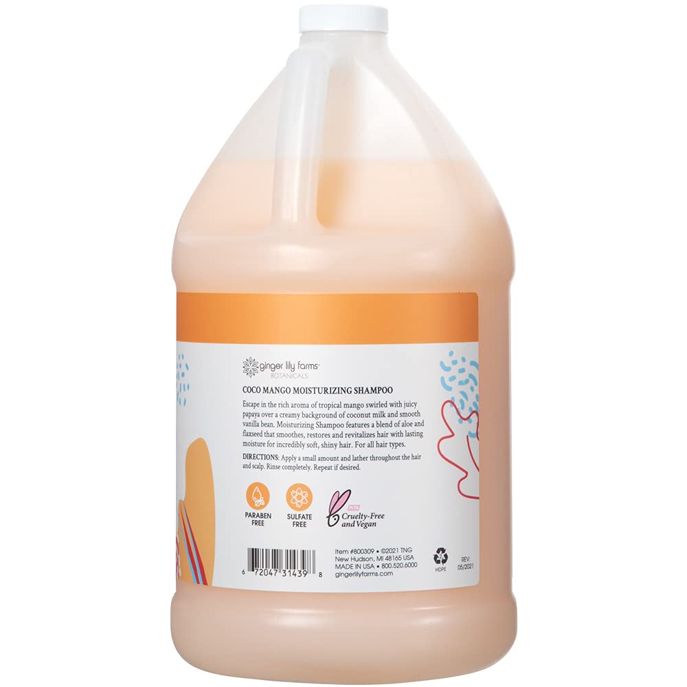 Ginger Lily Farms Botanicals Moisturizing Shampoo for All Hair Types, Coco Mango, 100% Vegan & Cruel