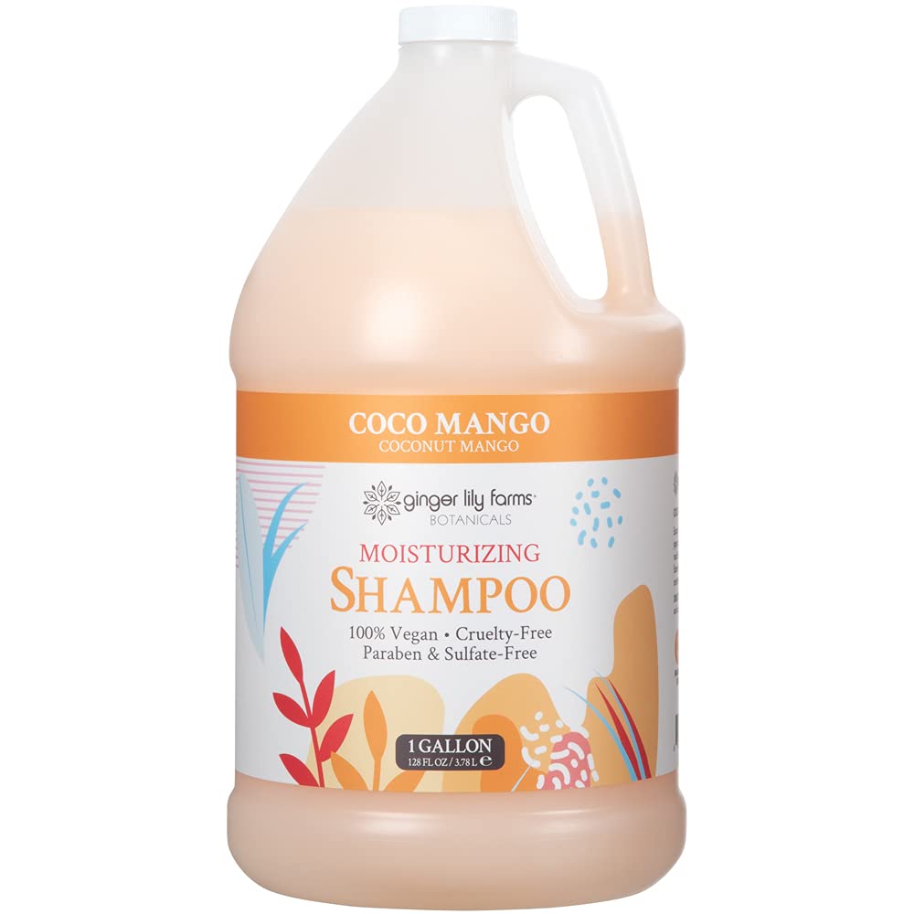 Ginger Lily Farms Botanicals Moisturizing Shampoo for All Hair Types, Coco Mango, 100% Vegan & Cruel