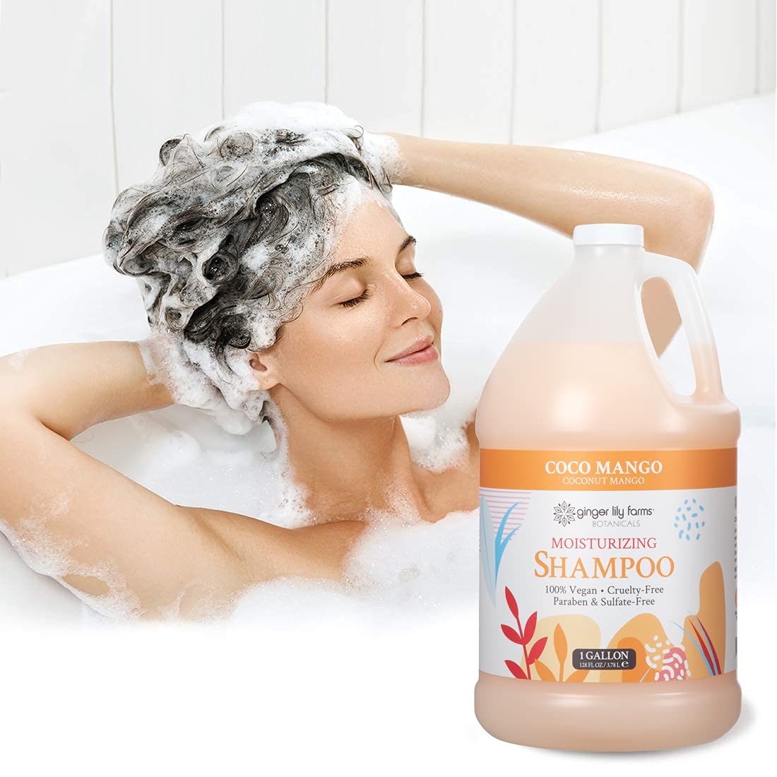 Ginger Lily Farms Botanicals Moisturizing Shampoo for All Hair Types, Coco Mango, 100% Vegan & Cruel