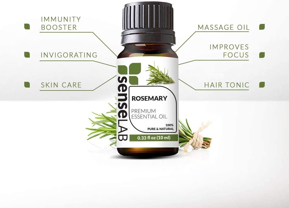 SenseLAB Rosemary Essential Oil - 100 % Pure Extract Rosemary Oil Therapeutic Grade - Hair and Skin 
