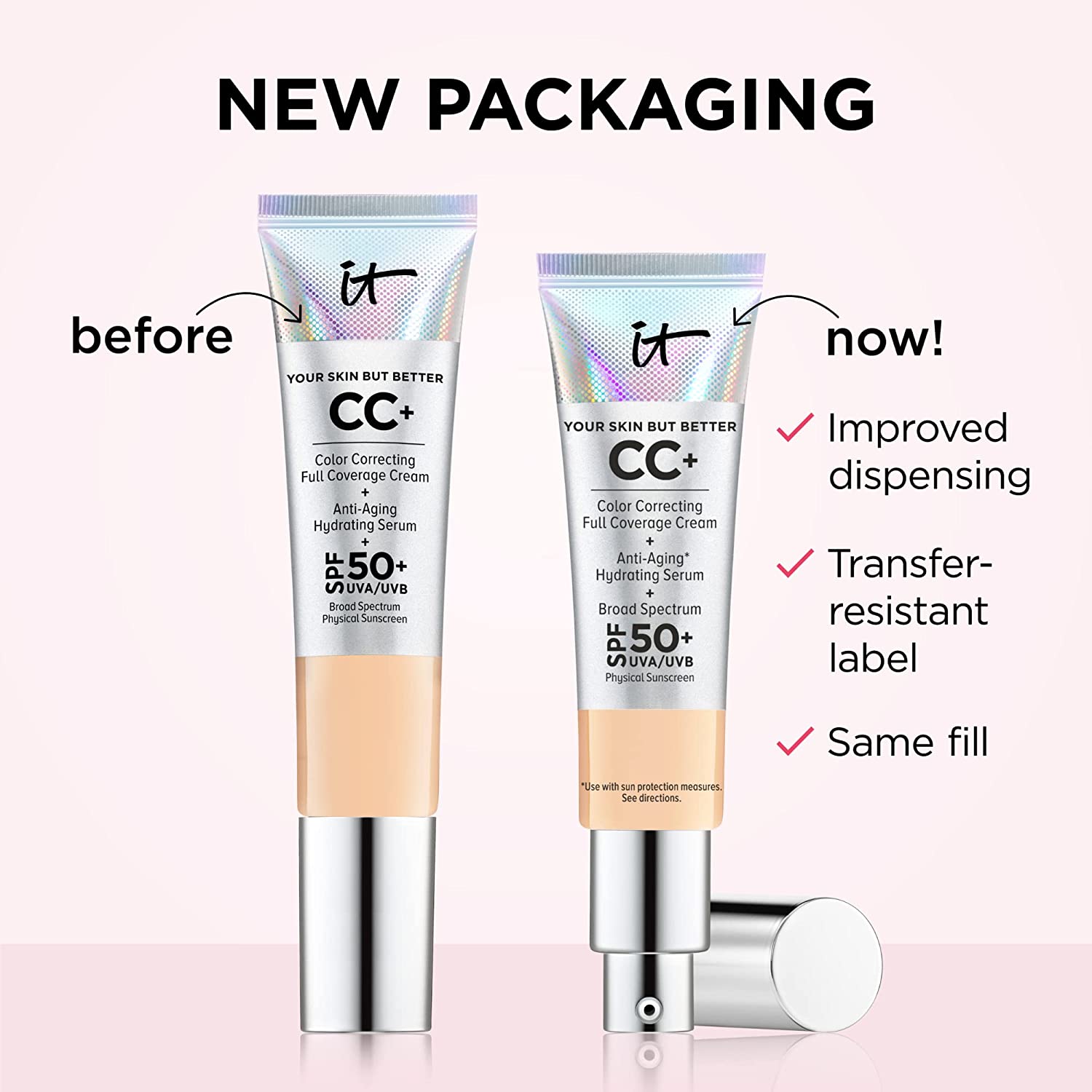 IT Cosmetics Your Skin But Better CC+ Cream, Neutral Medium (N) - Color Correcting Cream, Full-Cover