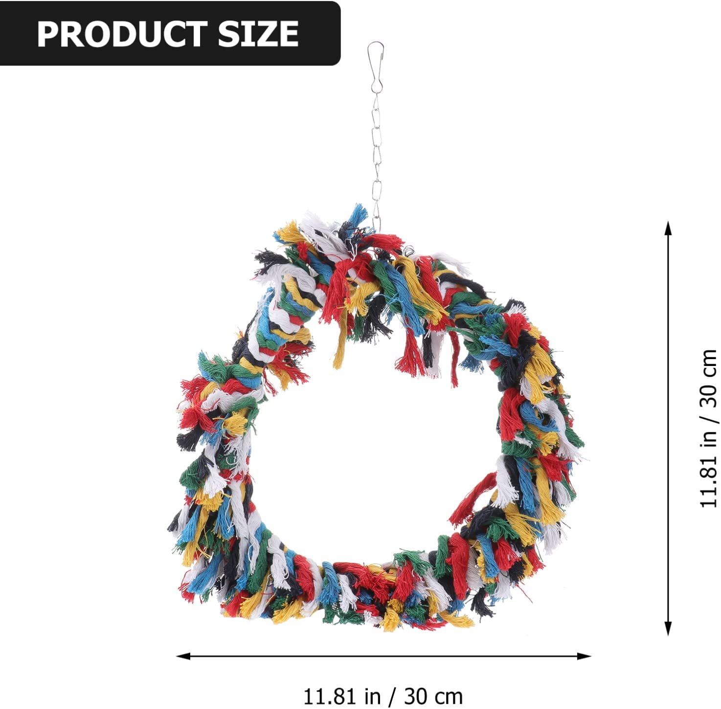 POPETPOP Bird Snuggle Ring-Parrot Cotton Preening Grooming Ropes Colorful Hanging Swing for Amazons 