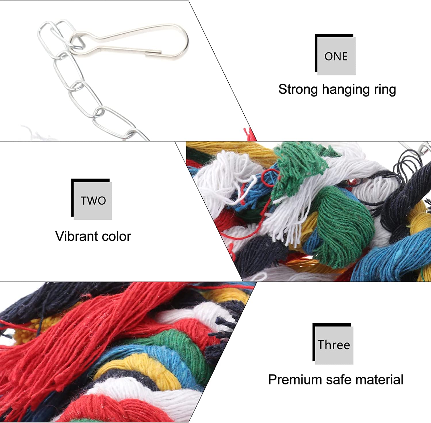 POPETPOP Bird Snuggle Ring-Parrot Cotton Preening Grooming Ropes Colorful Hanging Swing for Amazons 