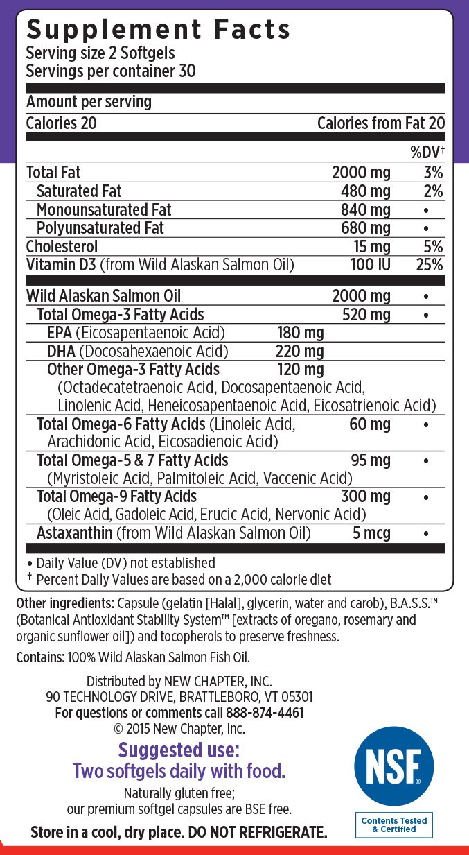 New Chapter Wholemega Whole Fish Oil with Omegas and Vitamin D3 60 ct