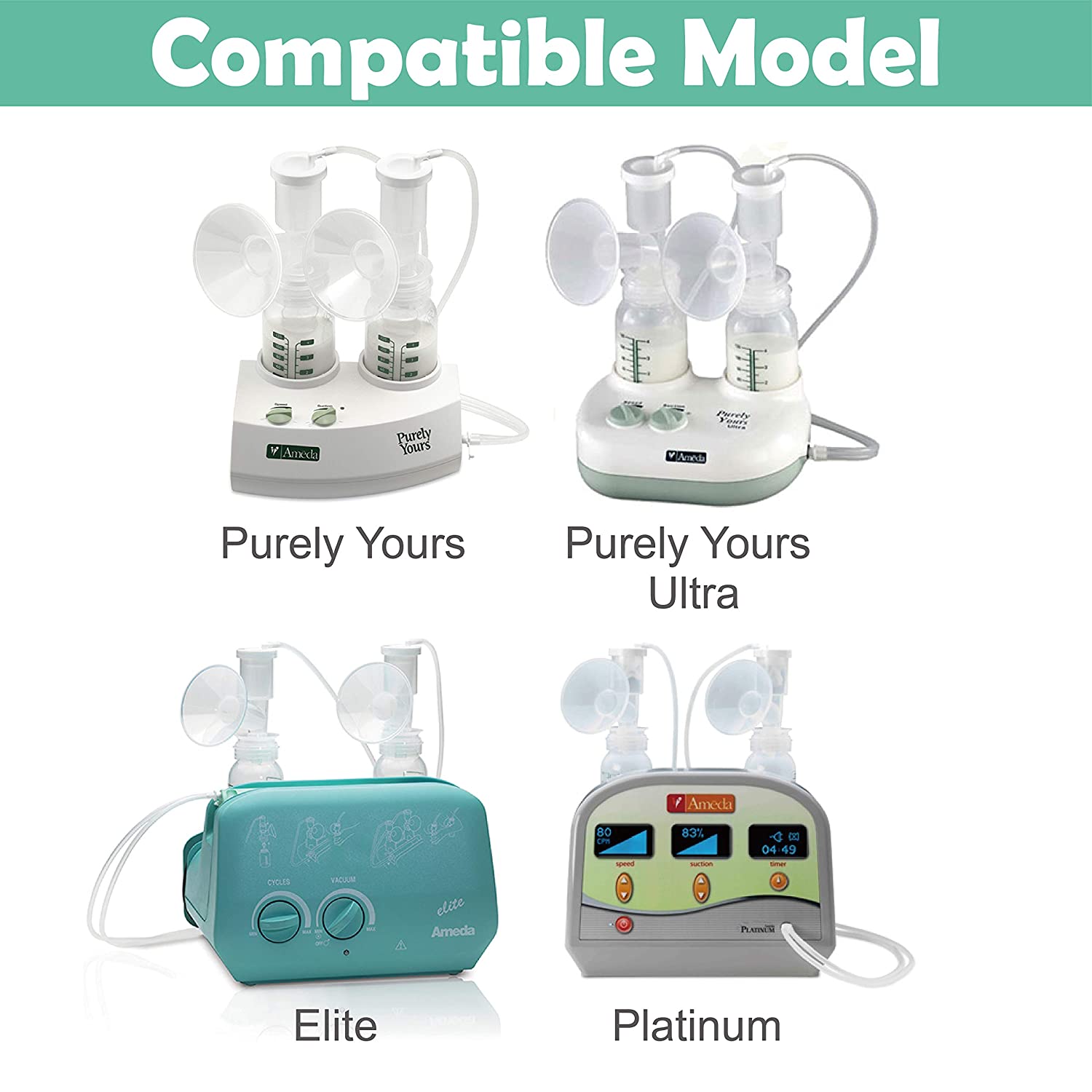 Maymom Pump Parts for Ameda Purely Yours Pumps; Incl. Silicone Membrane, Duckbill, Tubing