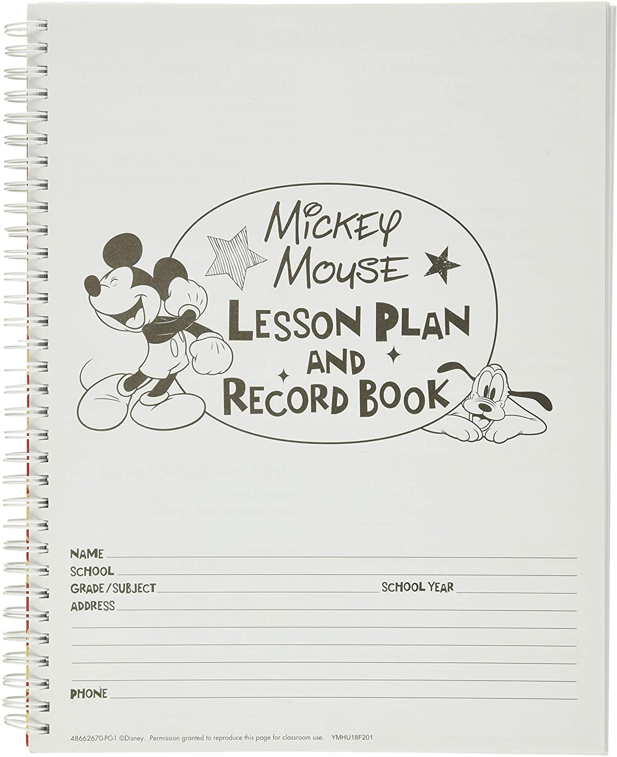 Eureka Mickey Mouse Back to School Classroom Supplies Record and Lesson Plan Book for Teachers, 8.5'