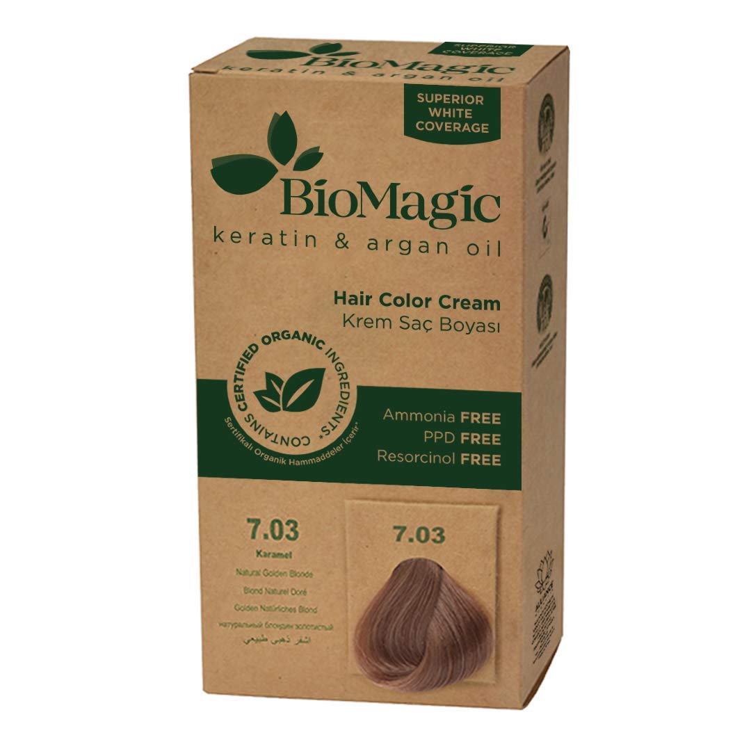 BioMagic Permanent Hair Color, Keratin & Argan Oil Line, Ammonia FREE Hair Dye, Contains Certified O