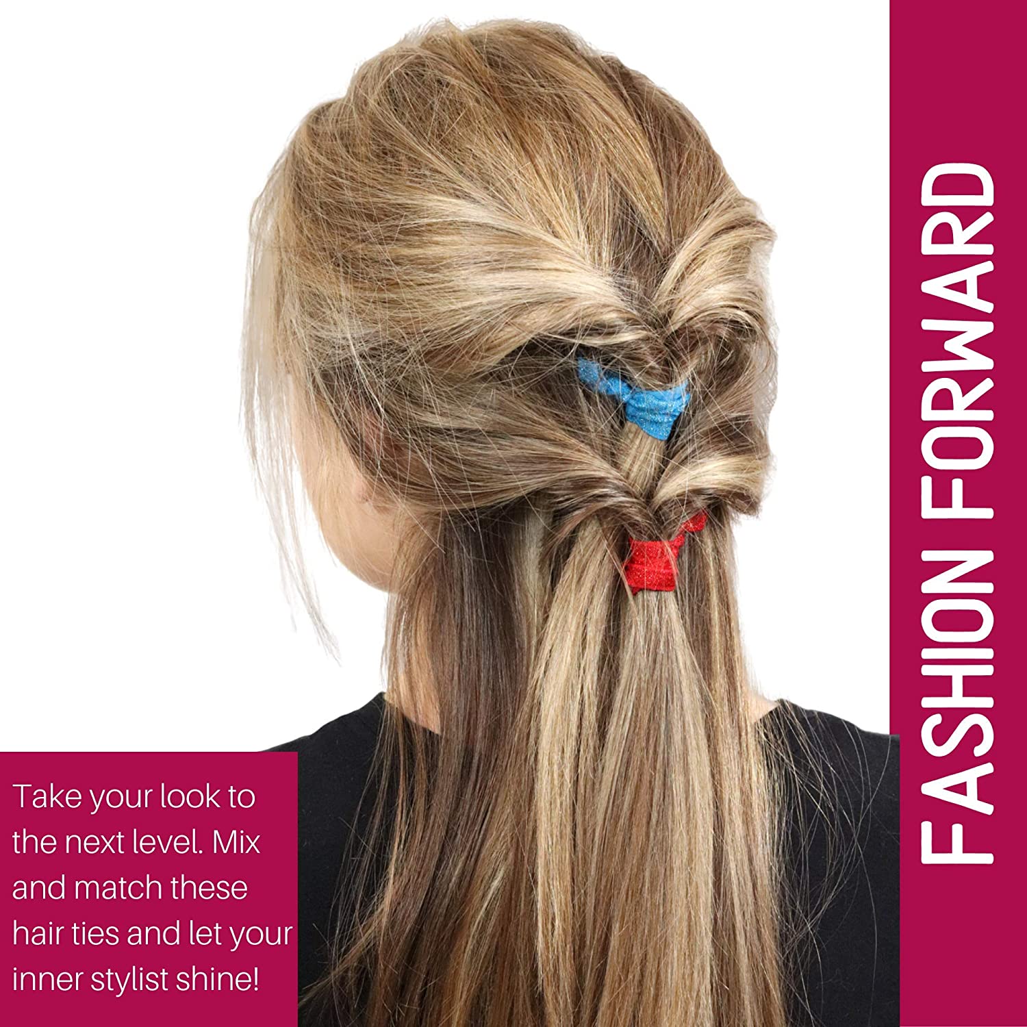 Hair Ties 20 Elastics Ponytail Holder Set No Crease Ribbon Bands (Turquoise)
