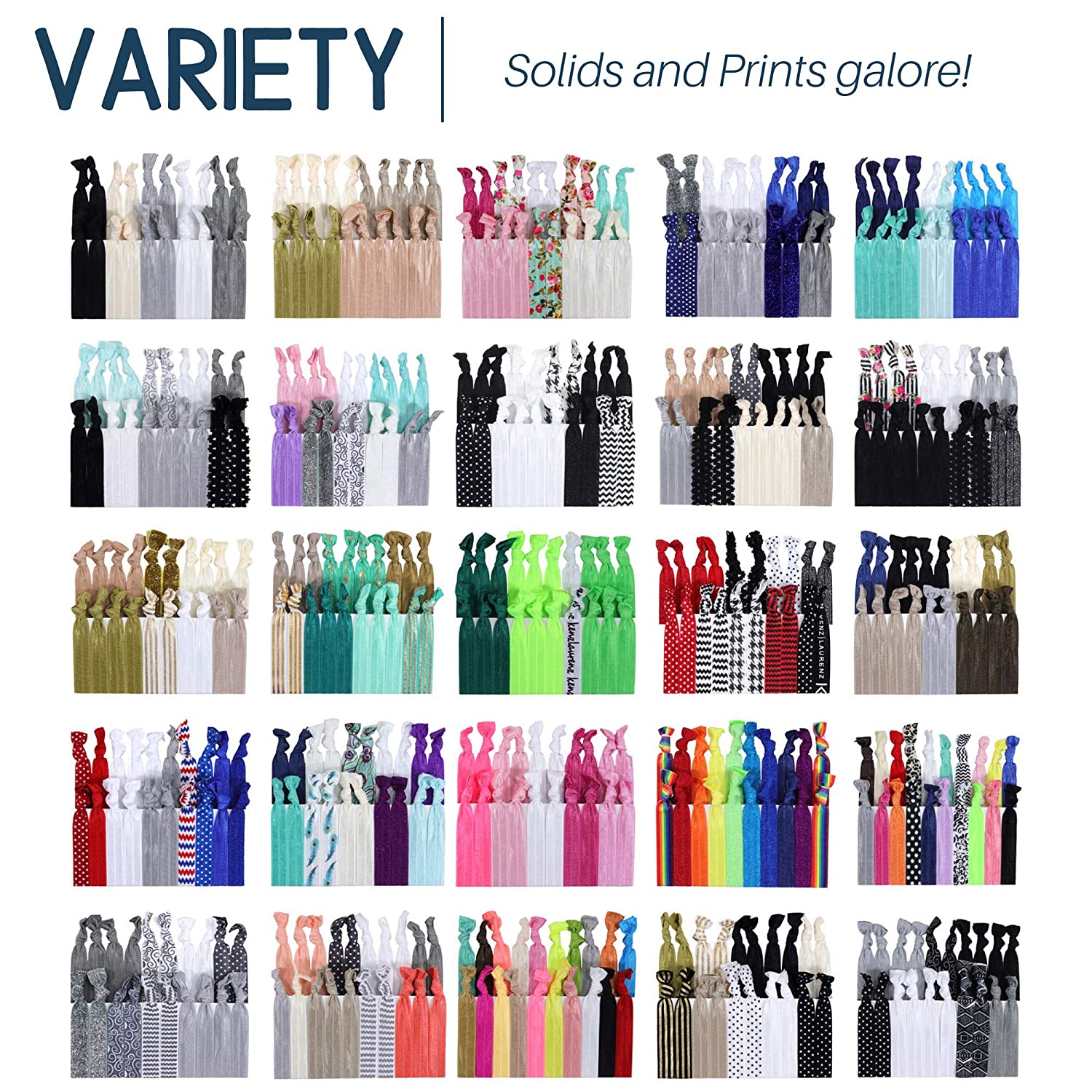 Hair Ties 20 Elastics Ponytail Holder Set No Crease Ribbon Bands (Turquoise)