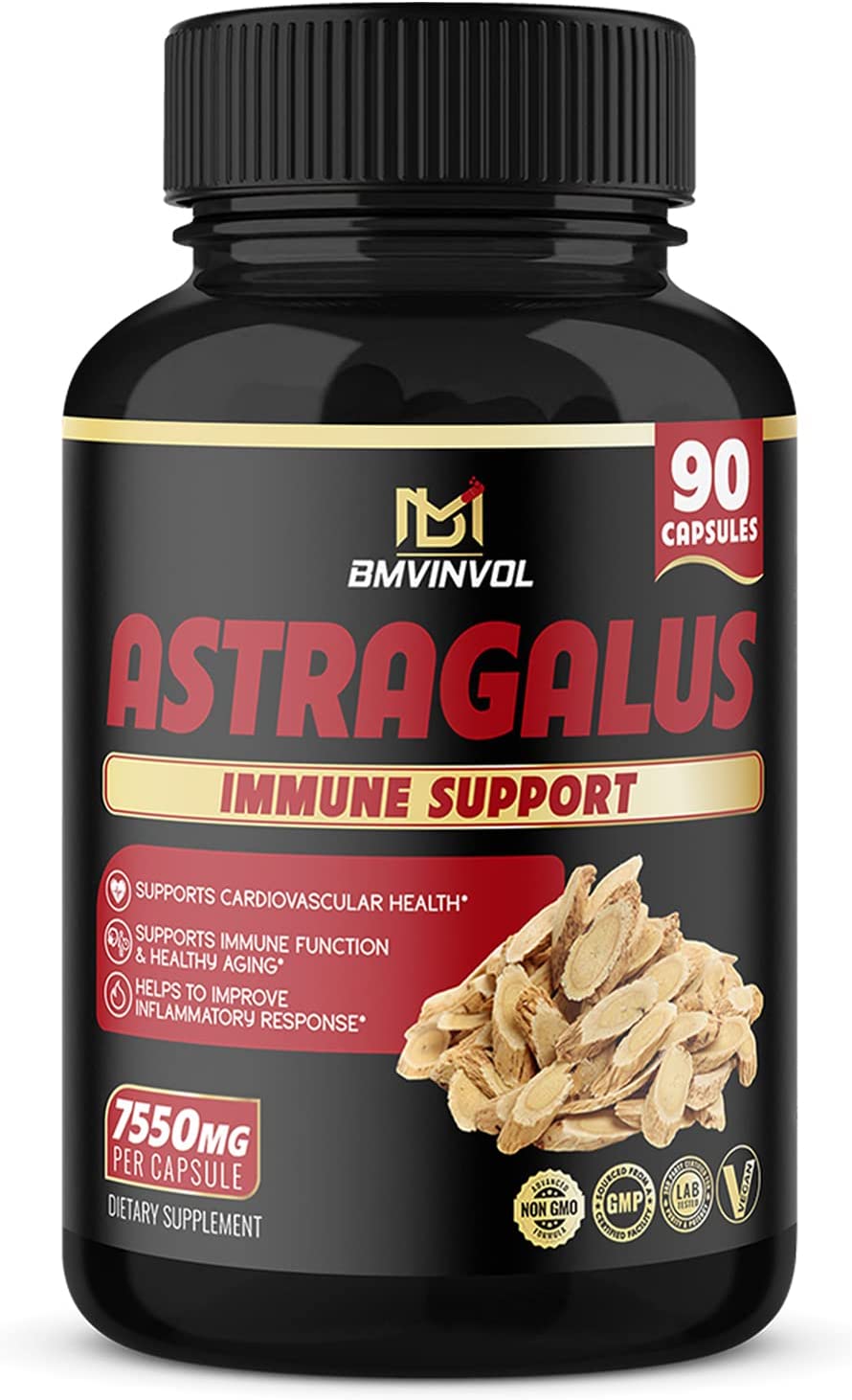 Astragalus Root Capsules 7550 mg - Supports Healthy Cardiovascular, Immune Function - High Potency w