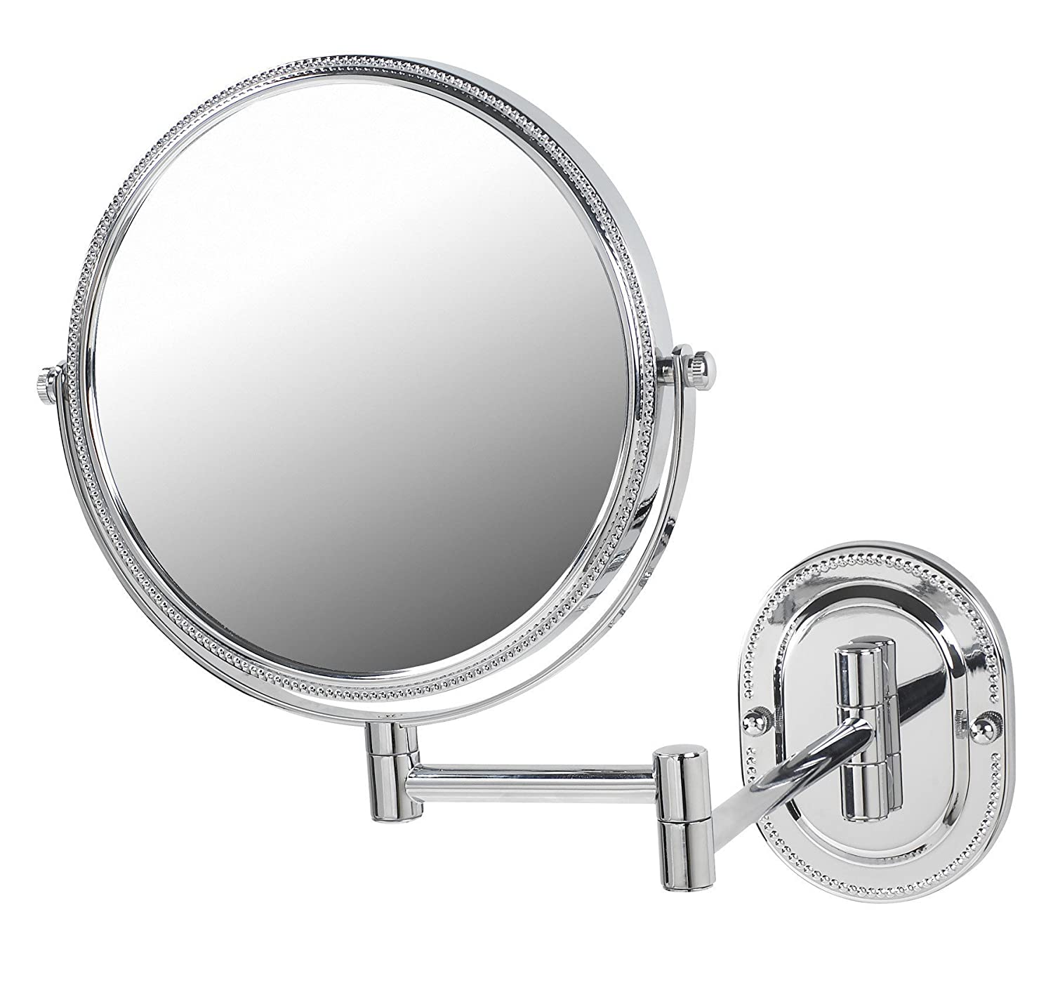 Jerdon Wall Mount Makeup Mirror with 7x Magnification, Chrome Beaded Finish, 8