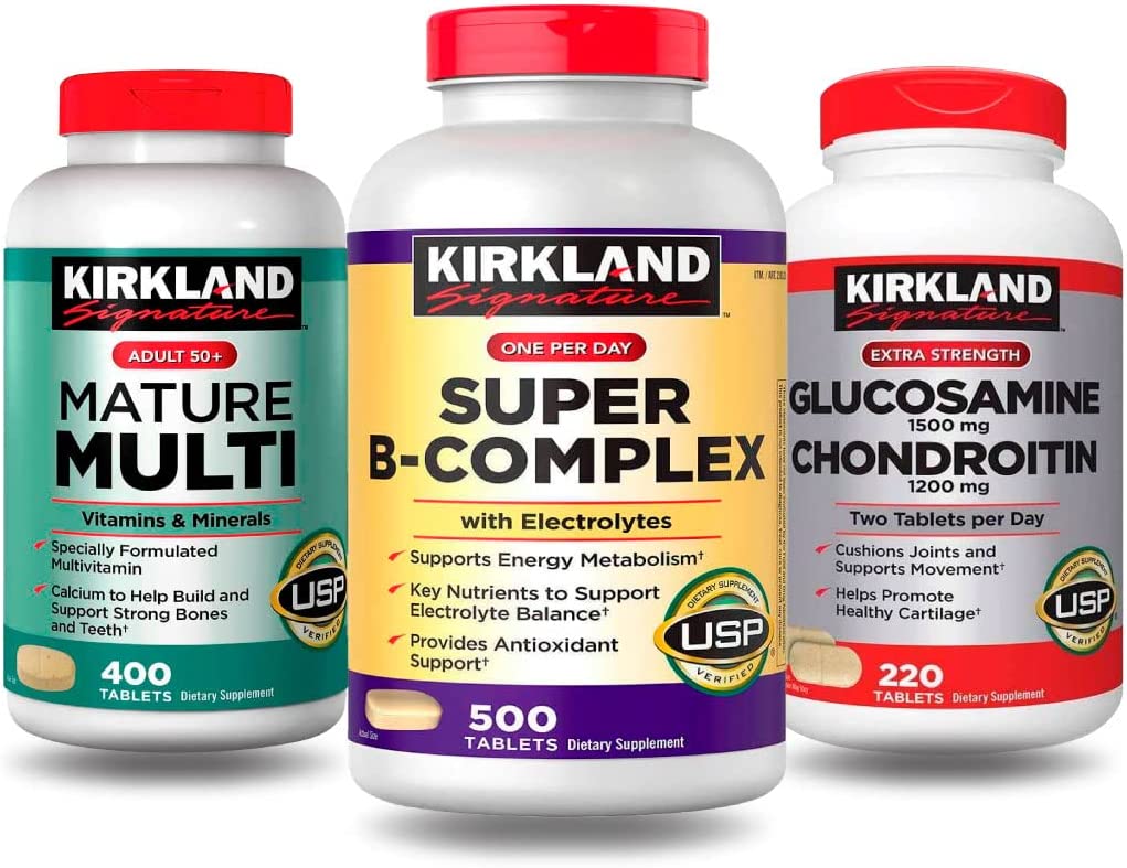 Kirkland Signature – Mature Multi Adult 50+ 400 Tablets + Glucosamine 1500mg Chondroitin 1200mg, 2