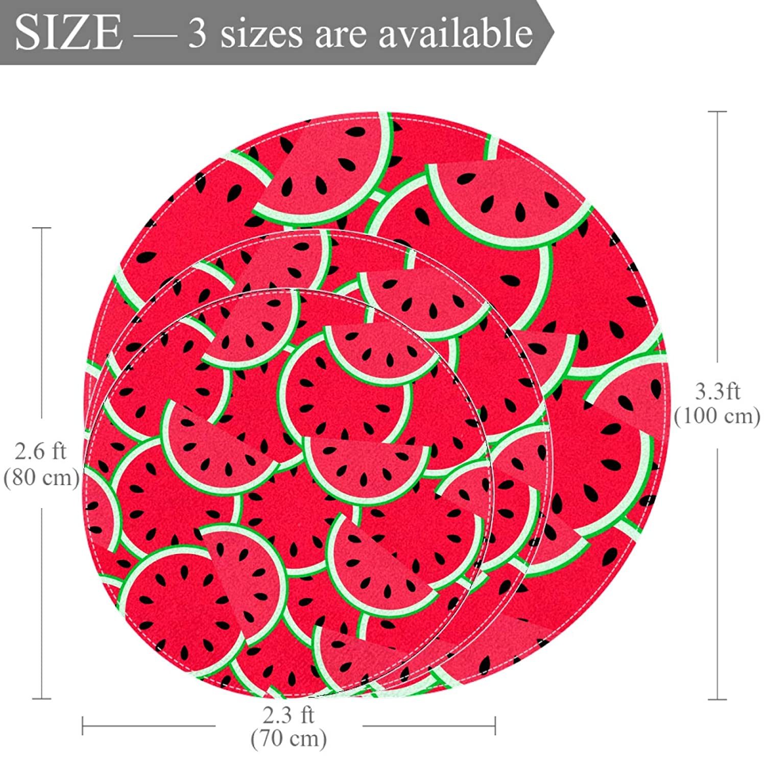 Round Comfort Anti-Fatigue Kitchen Floor Mat Watermelon Seamless Machine Washable Kitchen Floor Rug,