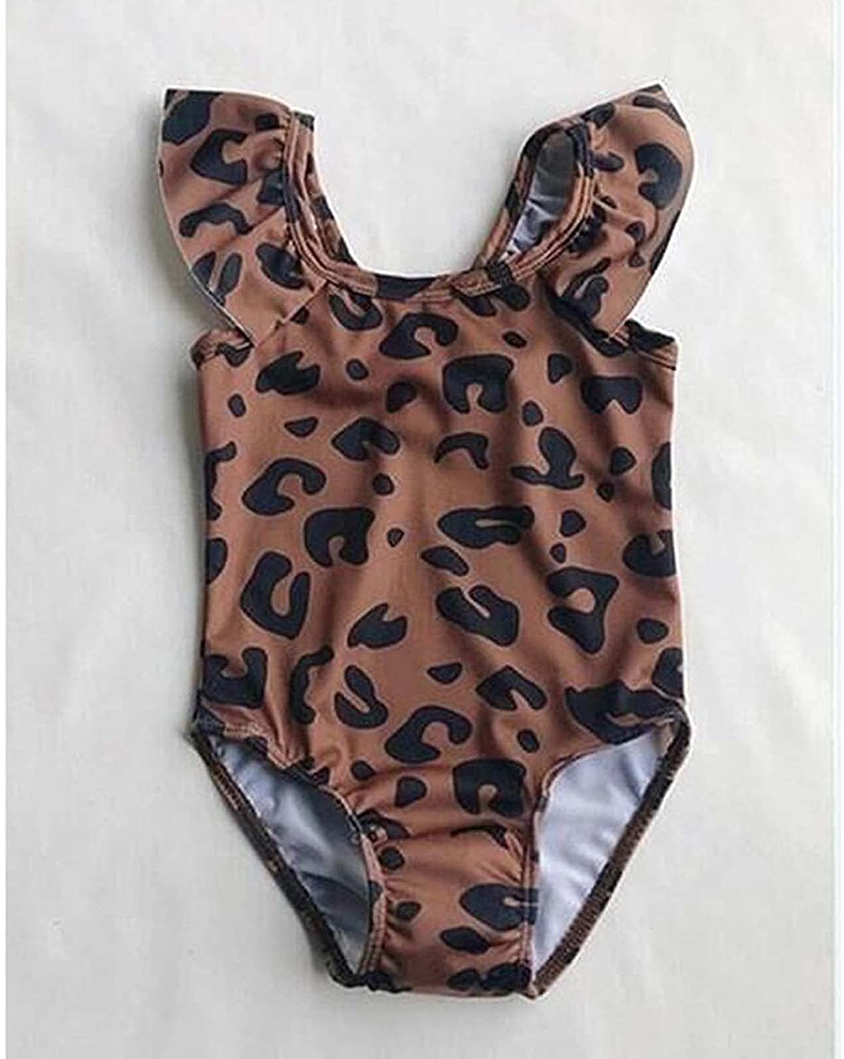 Baby Girls Swimsuit Sleeve leopard print off-shoulder Swimwear One-Piece Beachwear