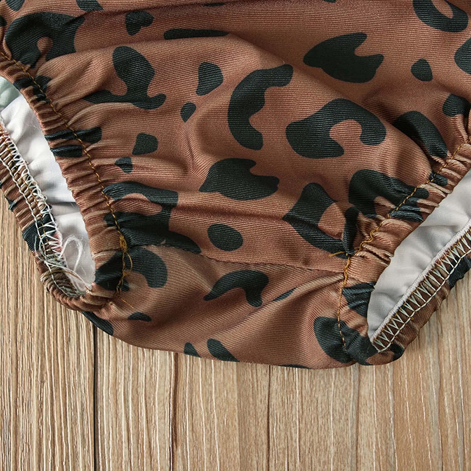 Baby Girls Swimsuit Sleeve leopard print off-shoulder Swimwear One-Piece Beachwear