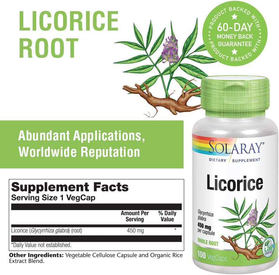 Solaray Licorice Root 450mg | Healthy Digestive System, Liver & Menopausal Support Formula | Non-GMO