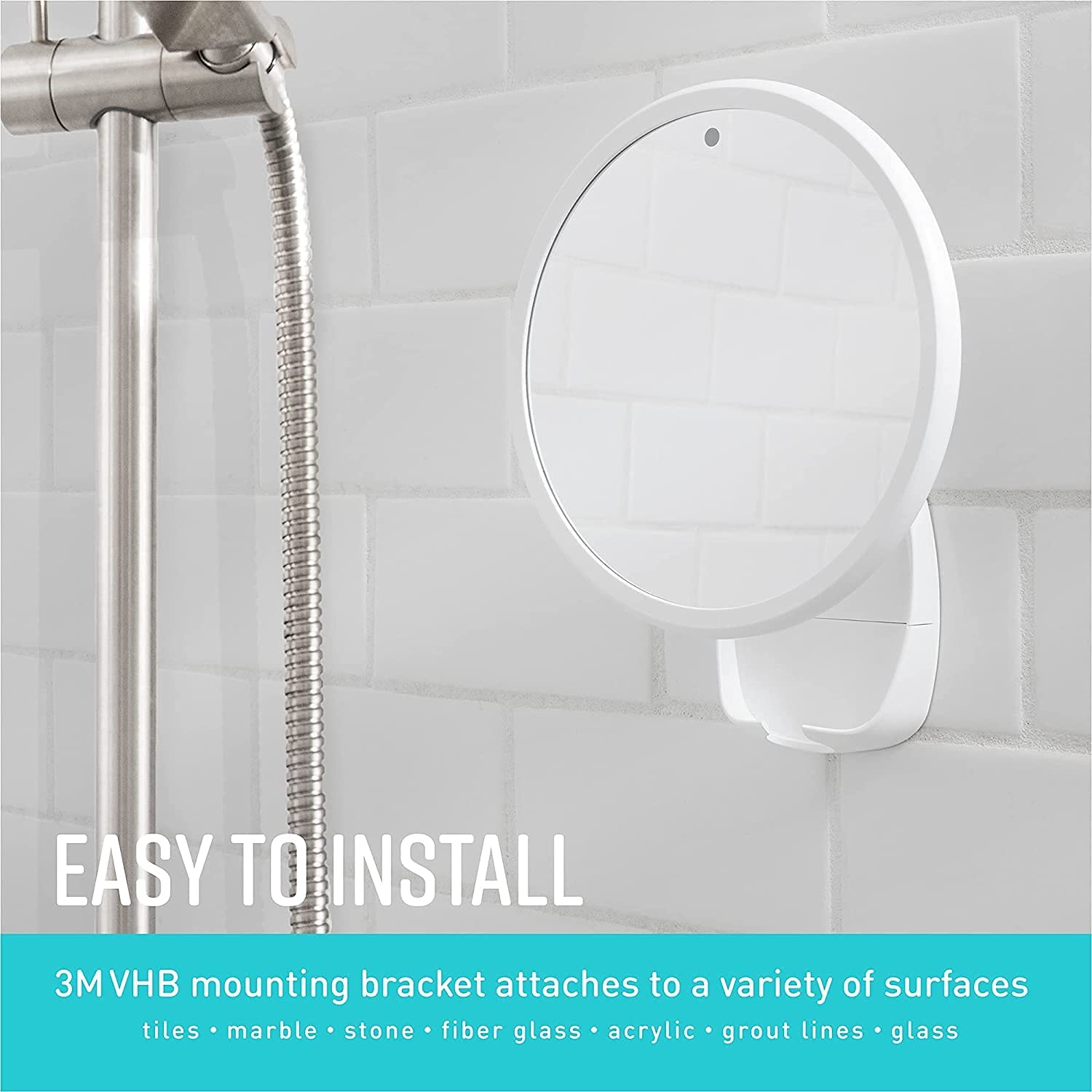 Airia Living Battery Powered Heated Glass Fogless Efficient Shaving Mirror Shatterproof Shower Mirro