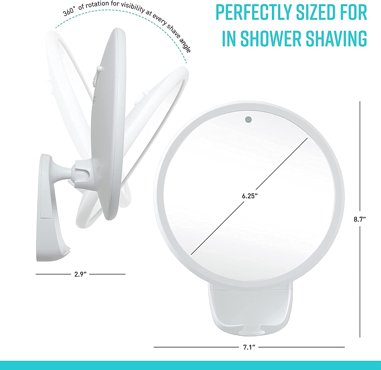 Airia Living Battery Powered Heated Glass Fogless Efficient Shaving Mirror Shatterproof Shower Mirro