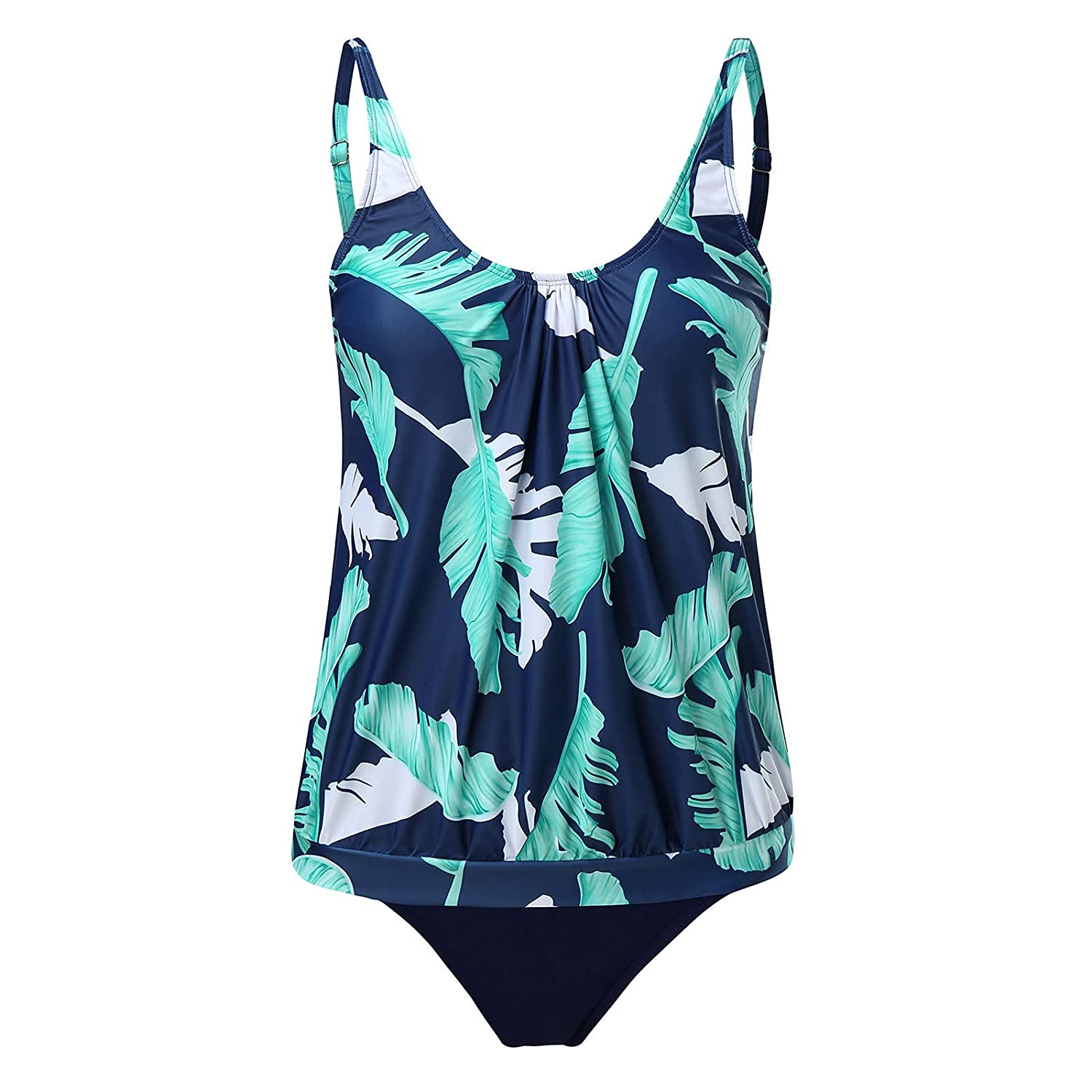 Suncih Swimsuits for Women Two Piece Flowy Printed Tankini Tummy Control Swimwear