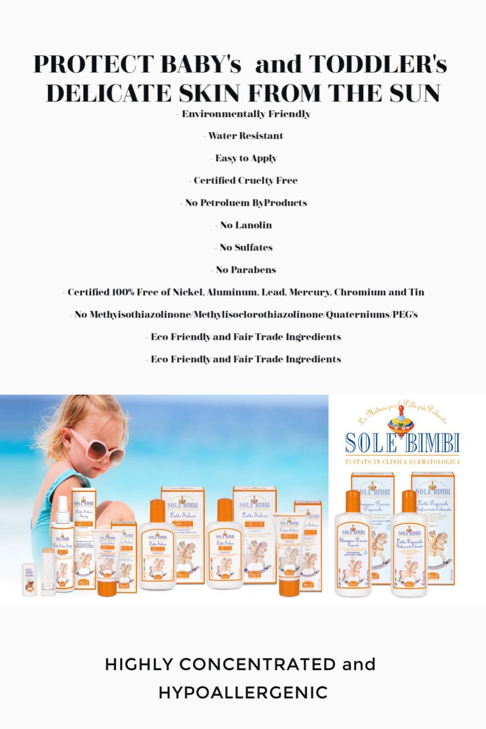 Helan Sole Bimbi SPF 50+ Sun Protection Stick for Infants, Babies and TOddlers, PABA Free, Paraben f