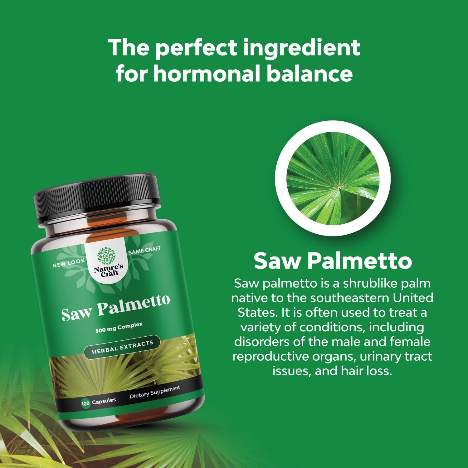 Pure Saw Palmetto Extract Capsules - Enhanced Hair Growth Supplement with Saw Palmetto for Women and