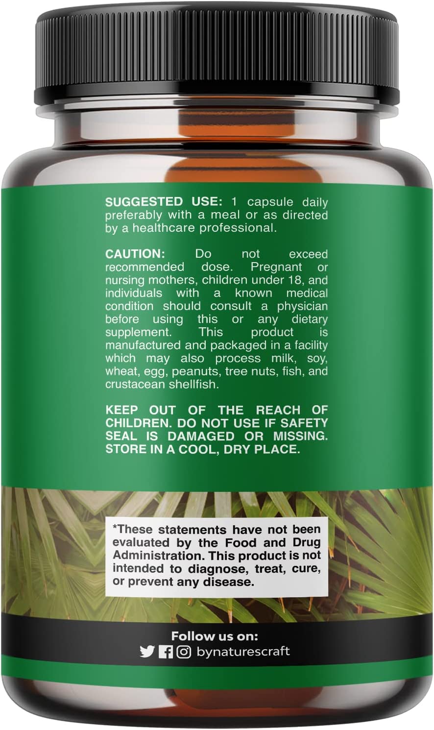 Pure Saw Palmetto Extract Capsules - Enhanced Hair Growth Supplement with Saw Palmetto for Women and