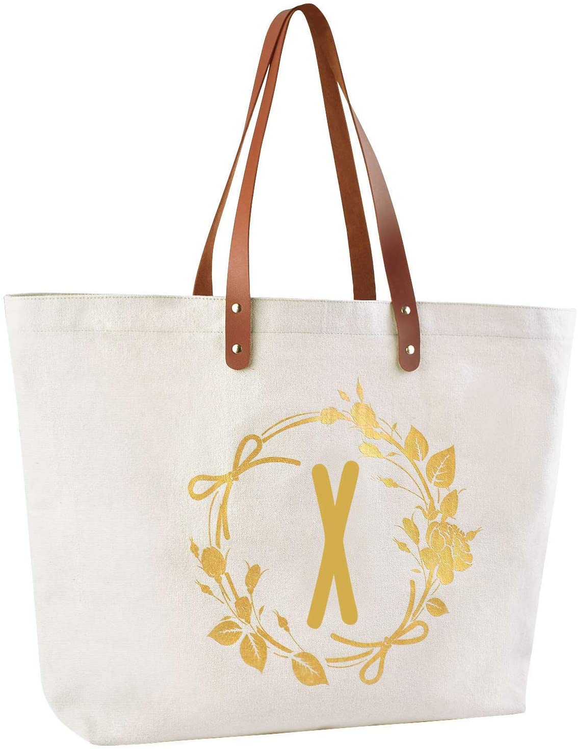 ElegantPark Monogrammed Gifts for Women Personalized Gifts Bag Monogram X Initial Bag Tote for Weddi
