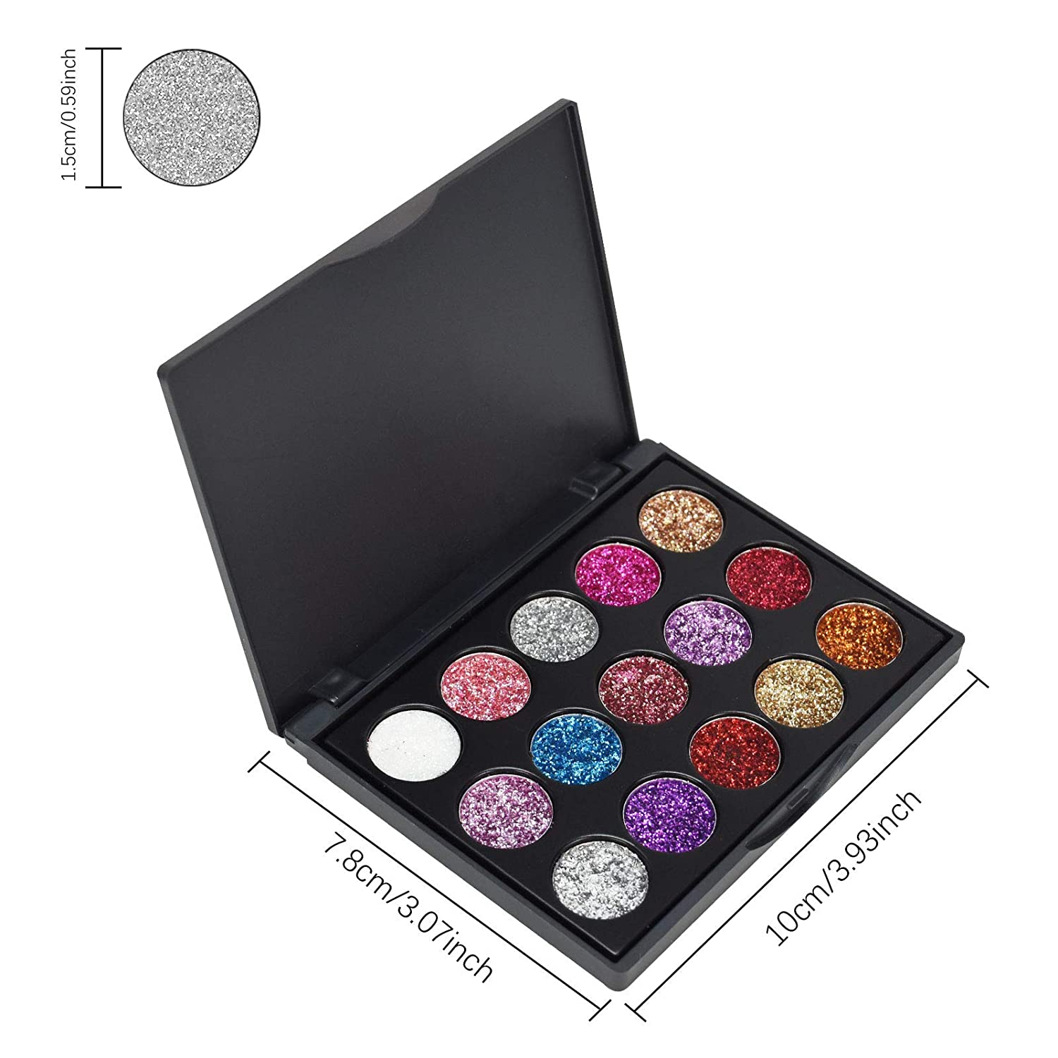 KYDA 30 Colors Glitter Eyeshadow Palette,Diamond Shimmer Eyeshadow Set Glitter Eyeshadow Makeup Pale